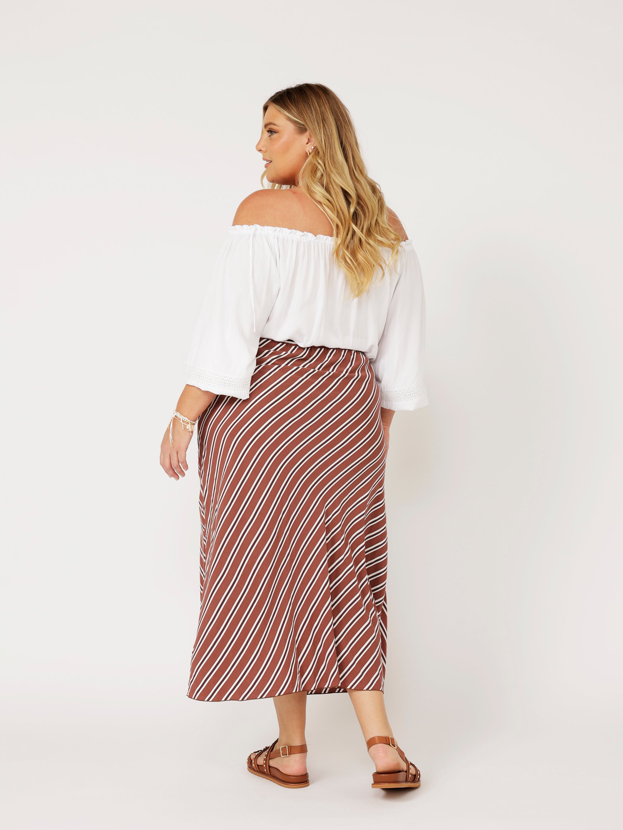 Violet Skirt | Cocoa Stripe - Saffron Road