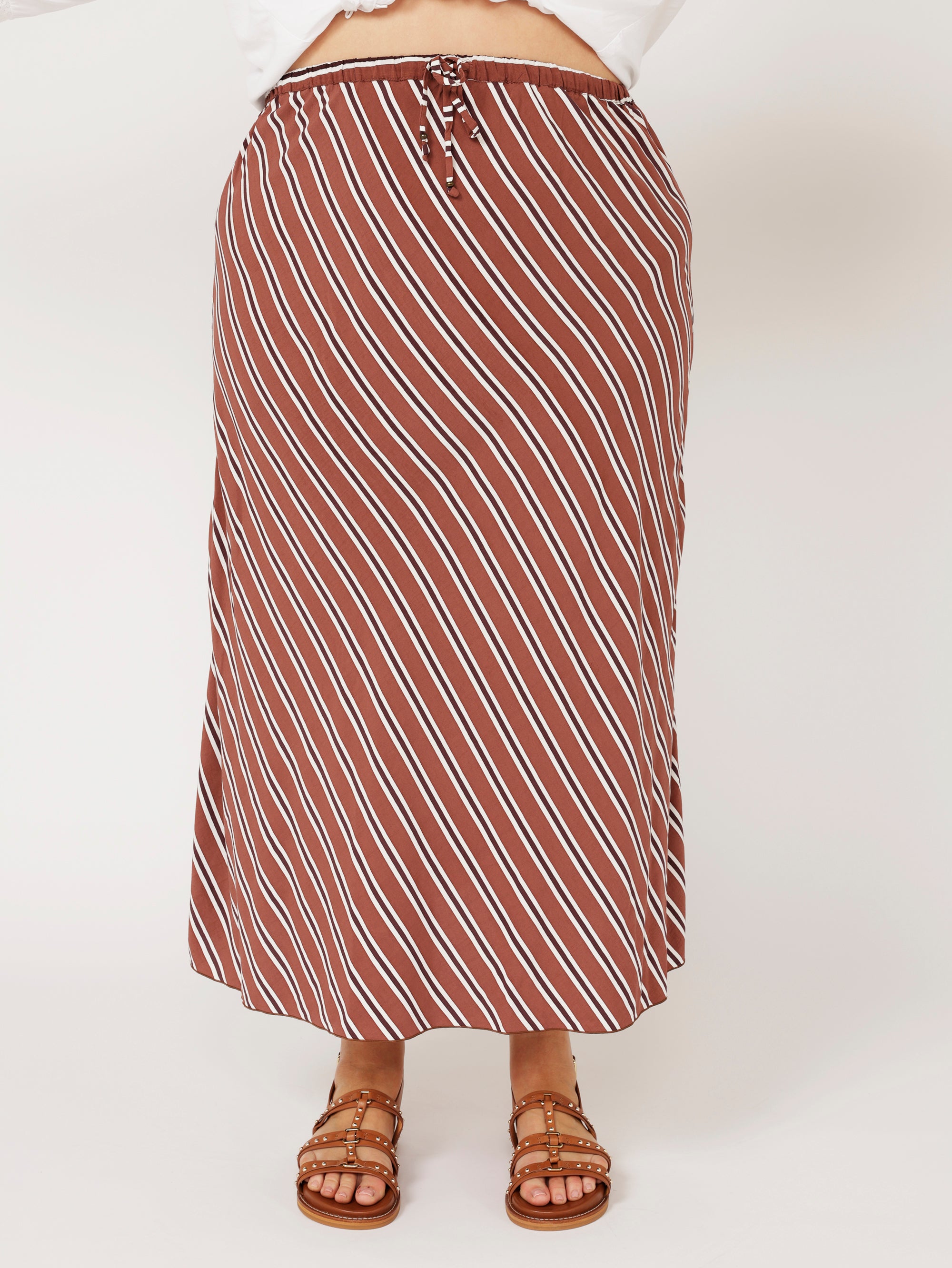 Violet Skirt | Cocoa Stripe - Saffron Road
