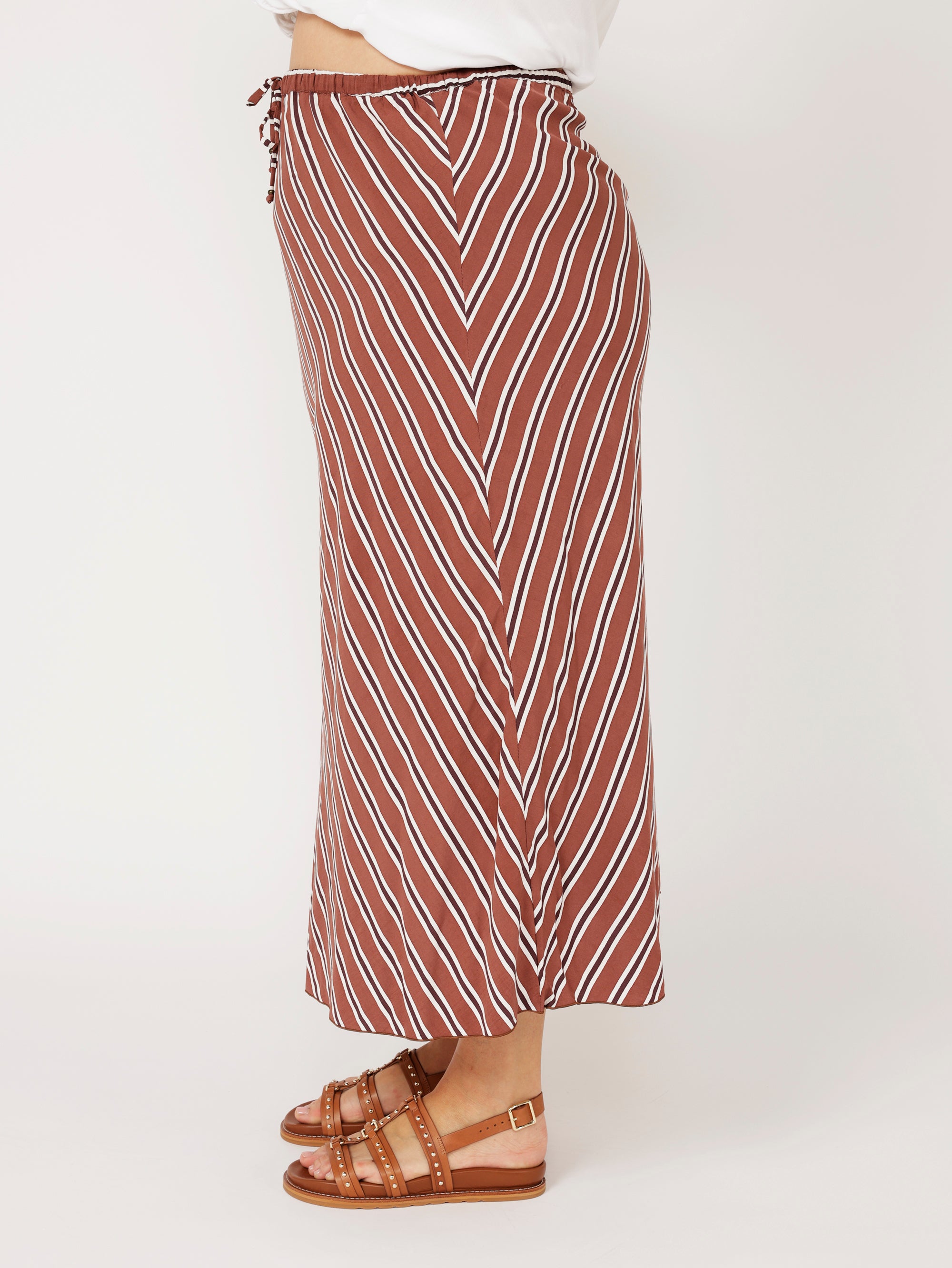 Violet Skirt | Cocoa Stripe - Saffron Road