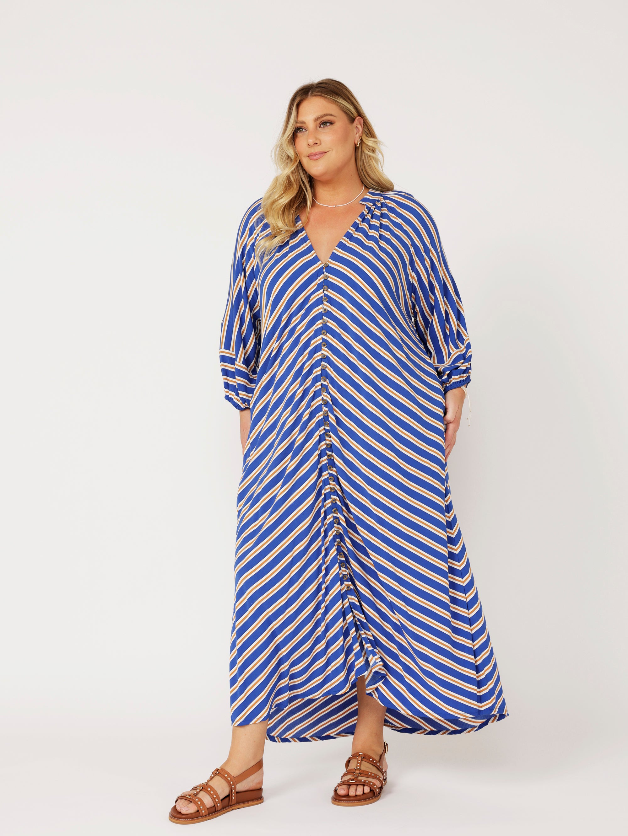 Take Me Away Dress | Royal Blue Stripe - Saffron Road