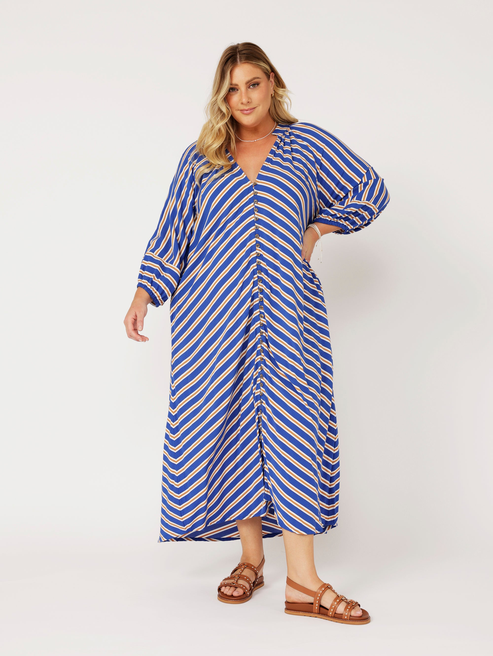 Take Me Away Dress | Royal Blue Stripe - Saffron Road