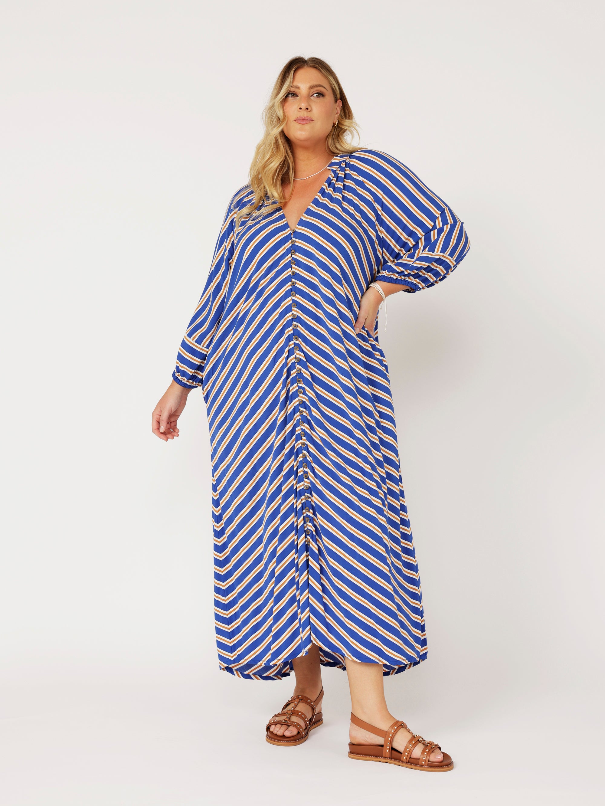 Take Me Away Dress | Royal Blue Stripe - Saffron Road