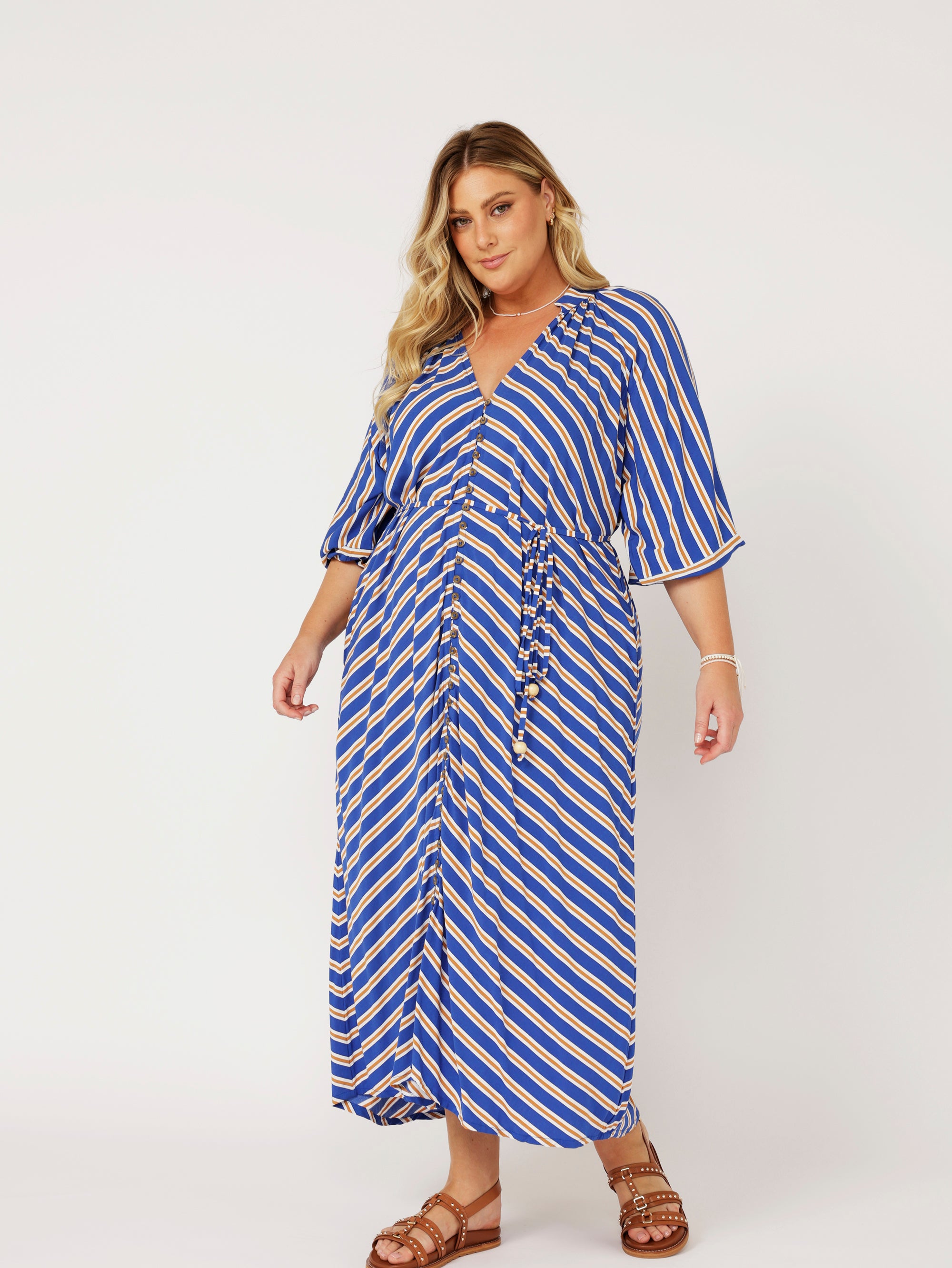 Take Me Away Dress | Royal Blue Stripe - Saffron Road