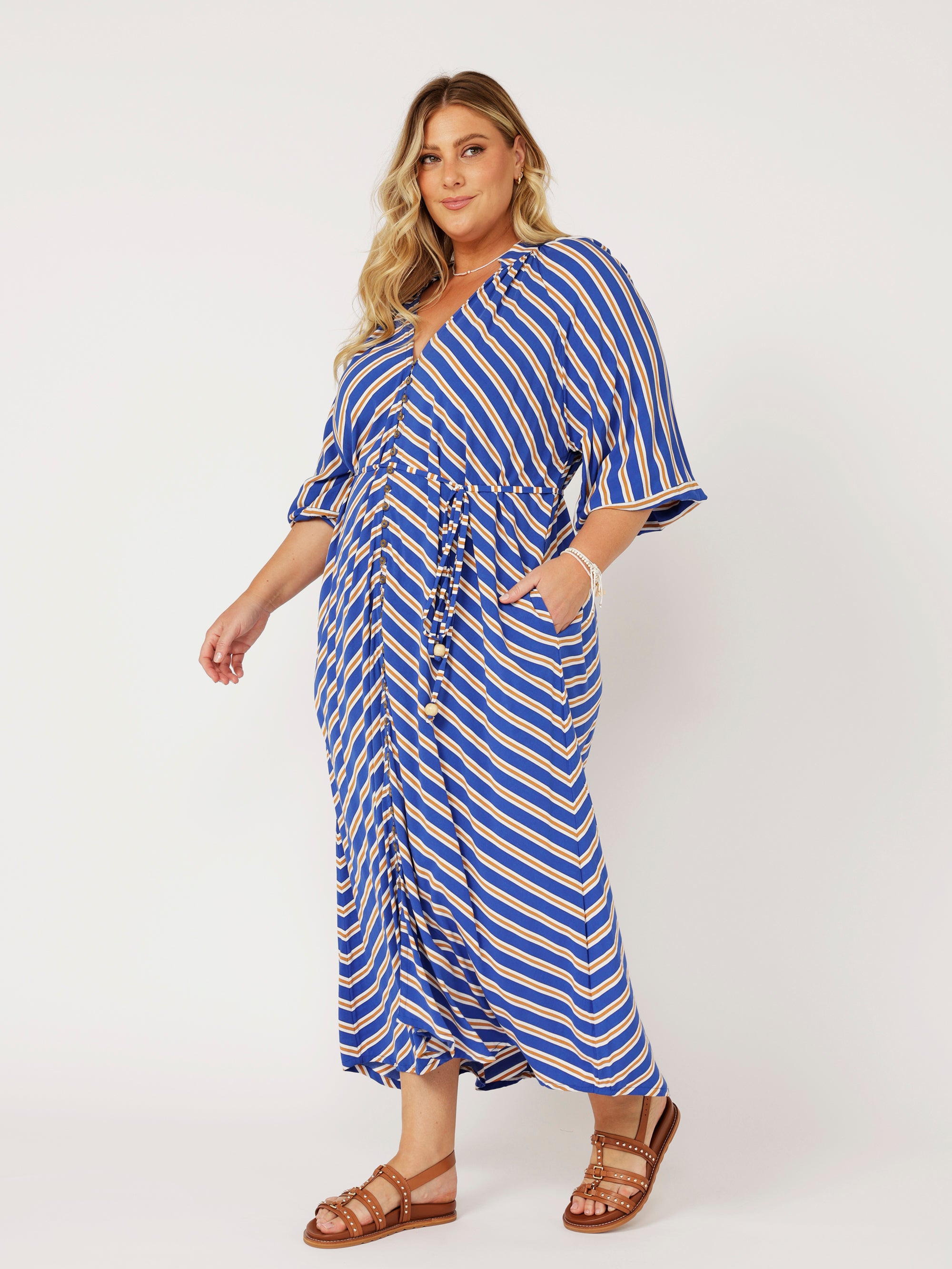 Take Me Away Dress | Royal Blue Stripe - Saffron Road