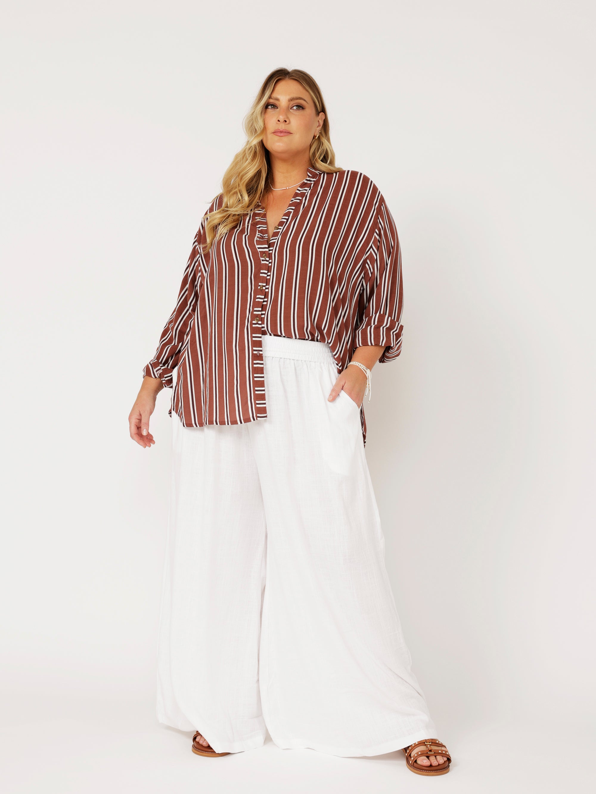 Manhattan Shirt | Cocoa Stripe - Saffron Road