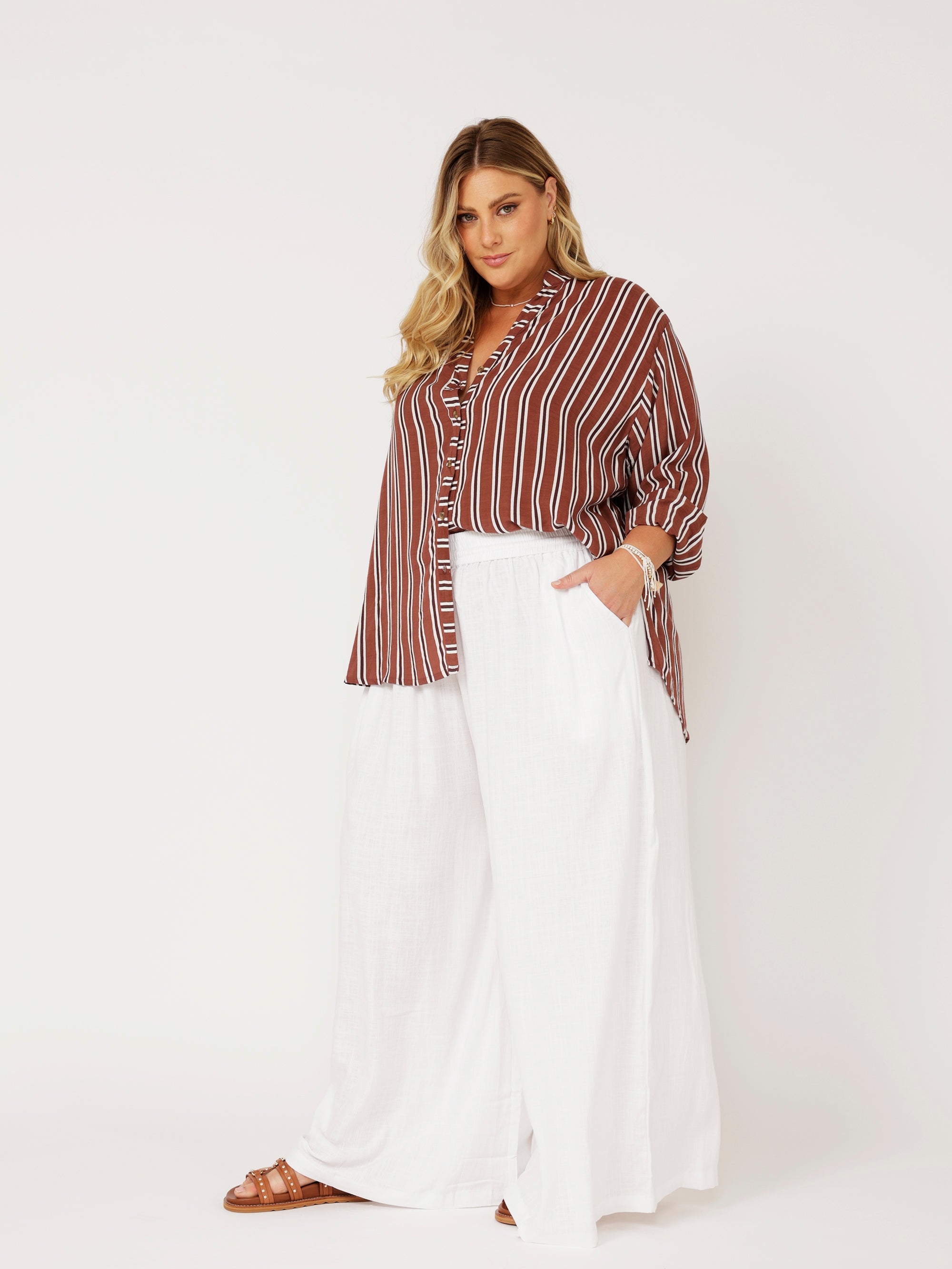 Manhattan Shirt | Cocoa Stripe - Saffron Road