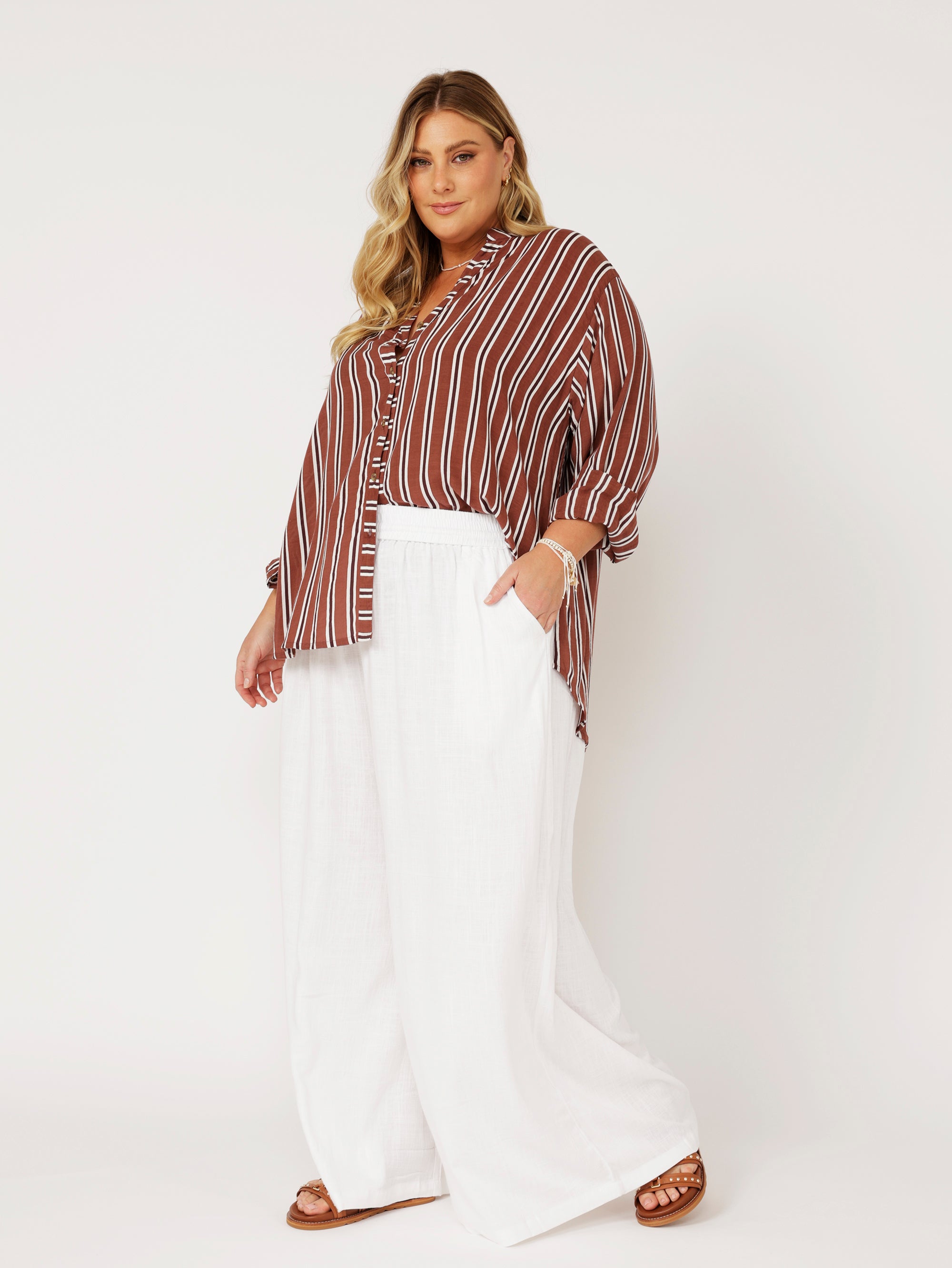 Manhattan Shirt | Cocoa Stripe - Saffron Road