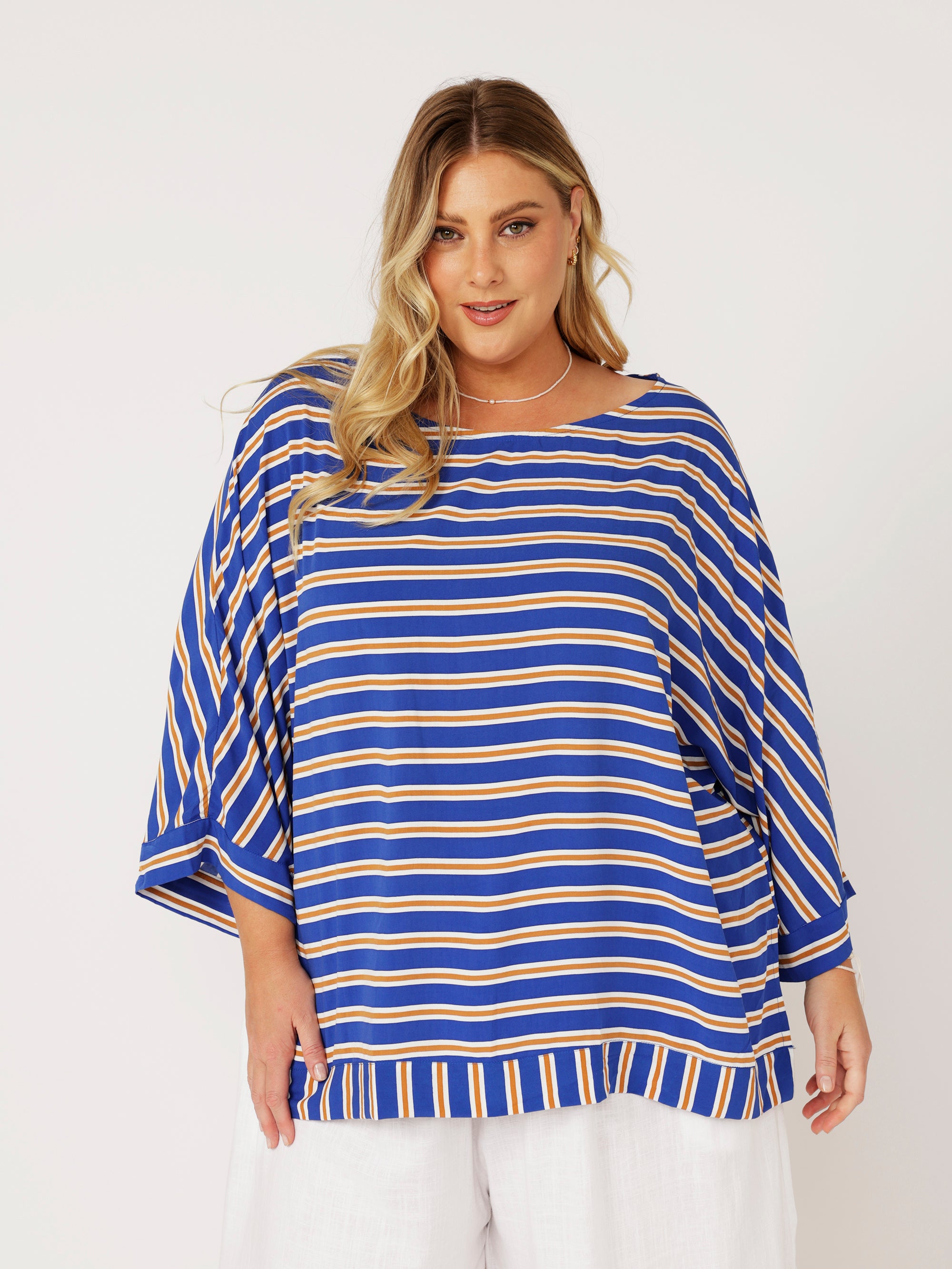 Brooke Top | Royal Blue Stripe - Saffron Road