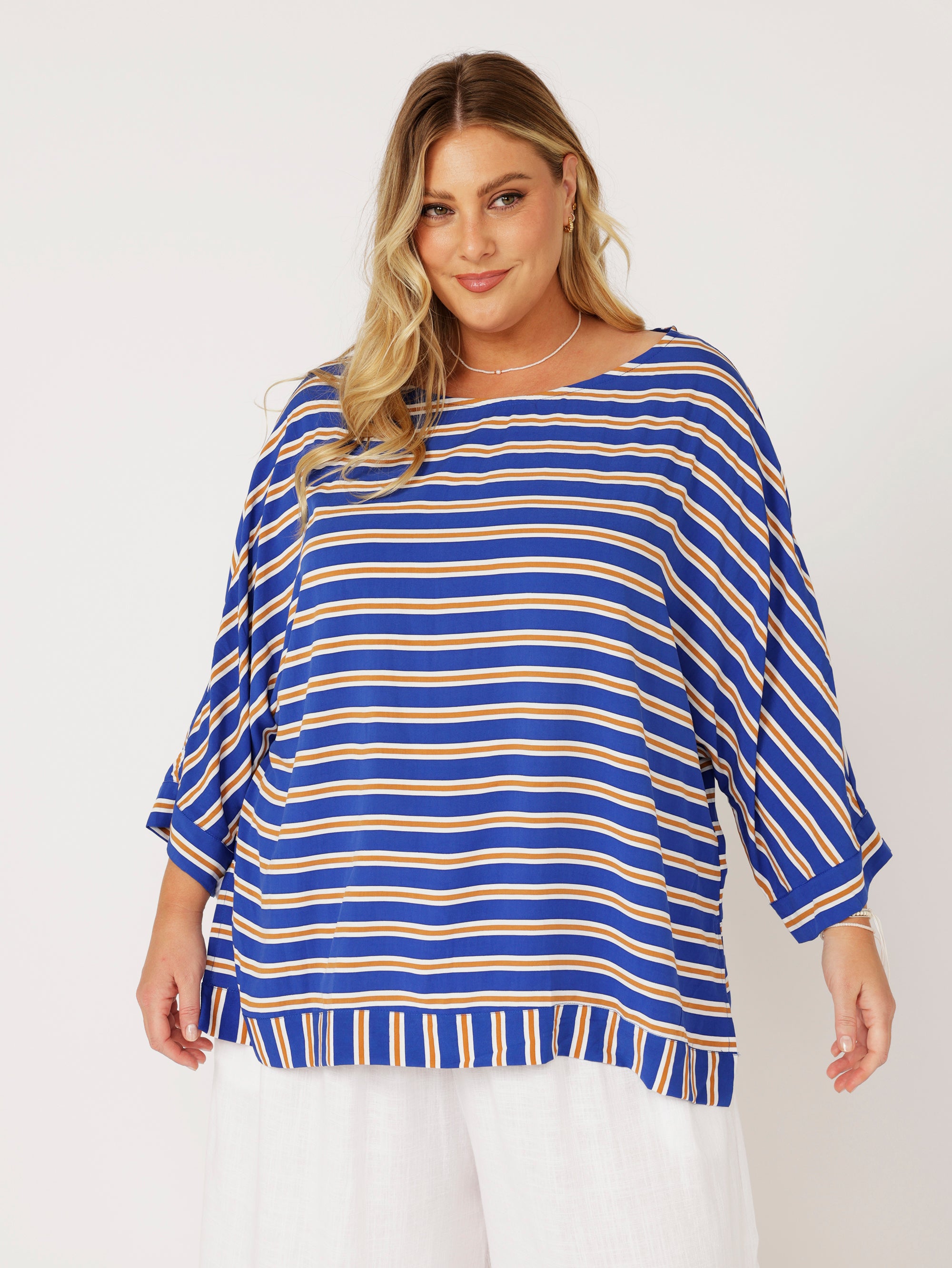 Brooke Top | Royal Blue Stripe - Saffron Road
