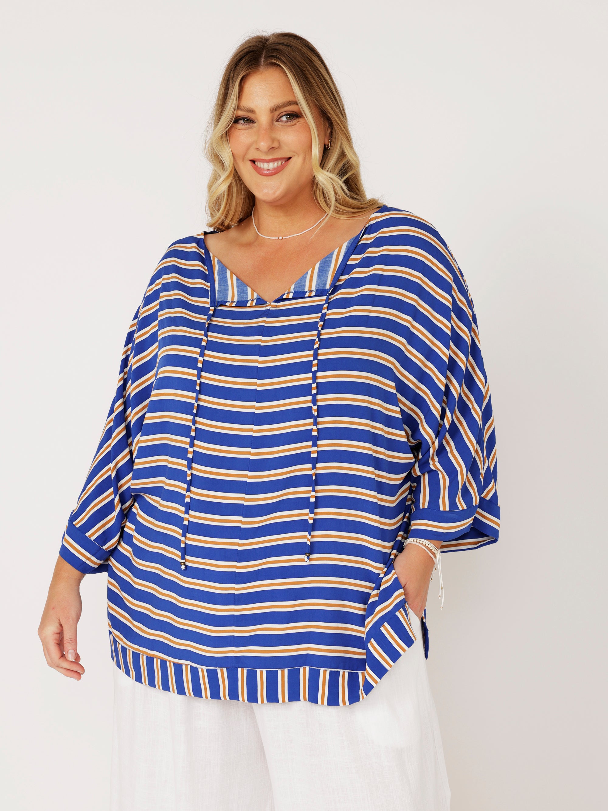 Brooke Top | Royal Blue Stripe - Saffron Road