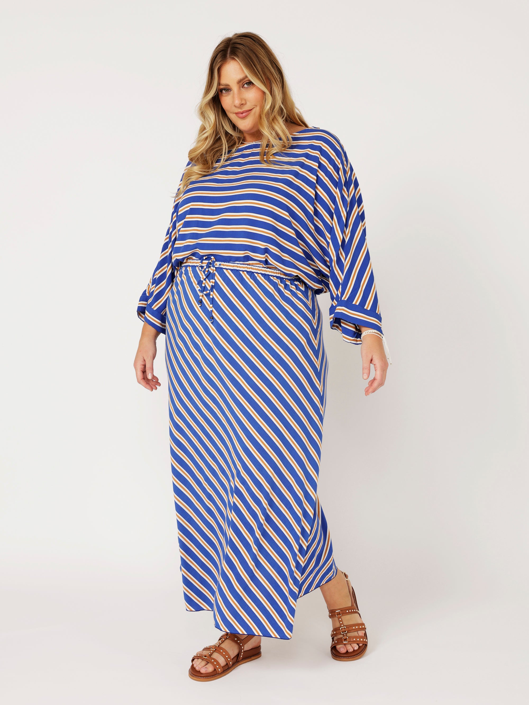 Violet Skirt | Royal Blue Stripe - Saffron Road