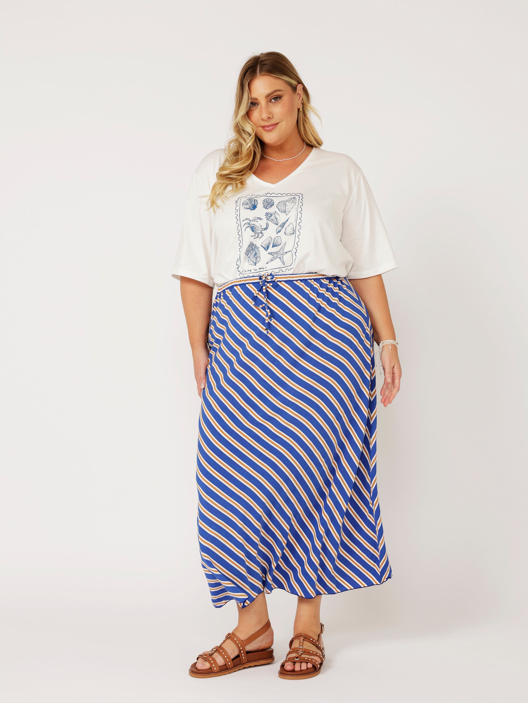 V Neck Tee | Sea Shells - Saffron Road