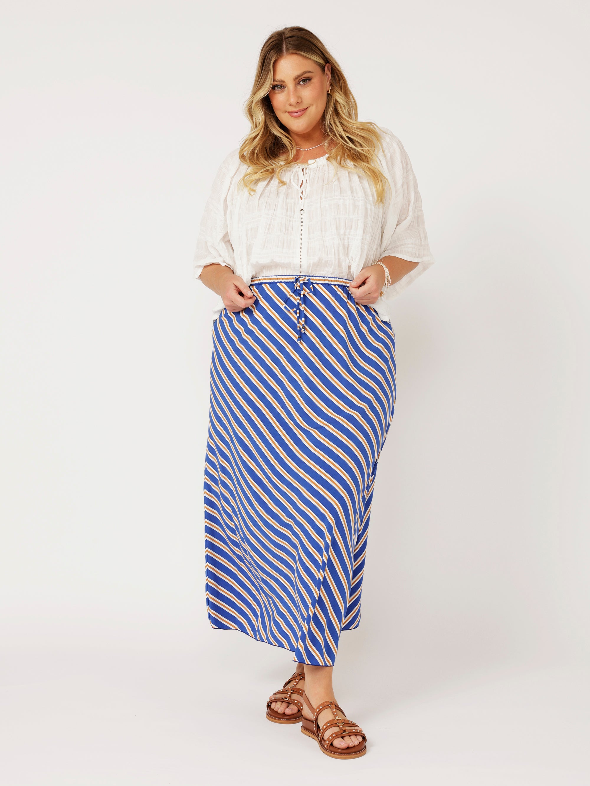 Violet Skirt | Royal Blue Stripe - Saffron Road