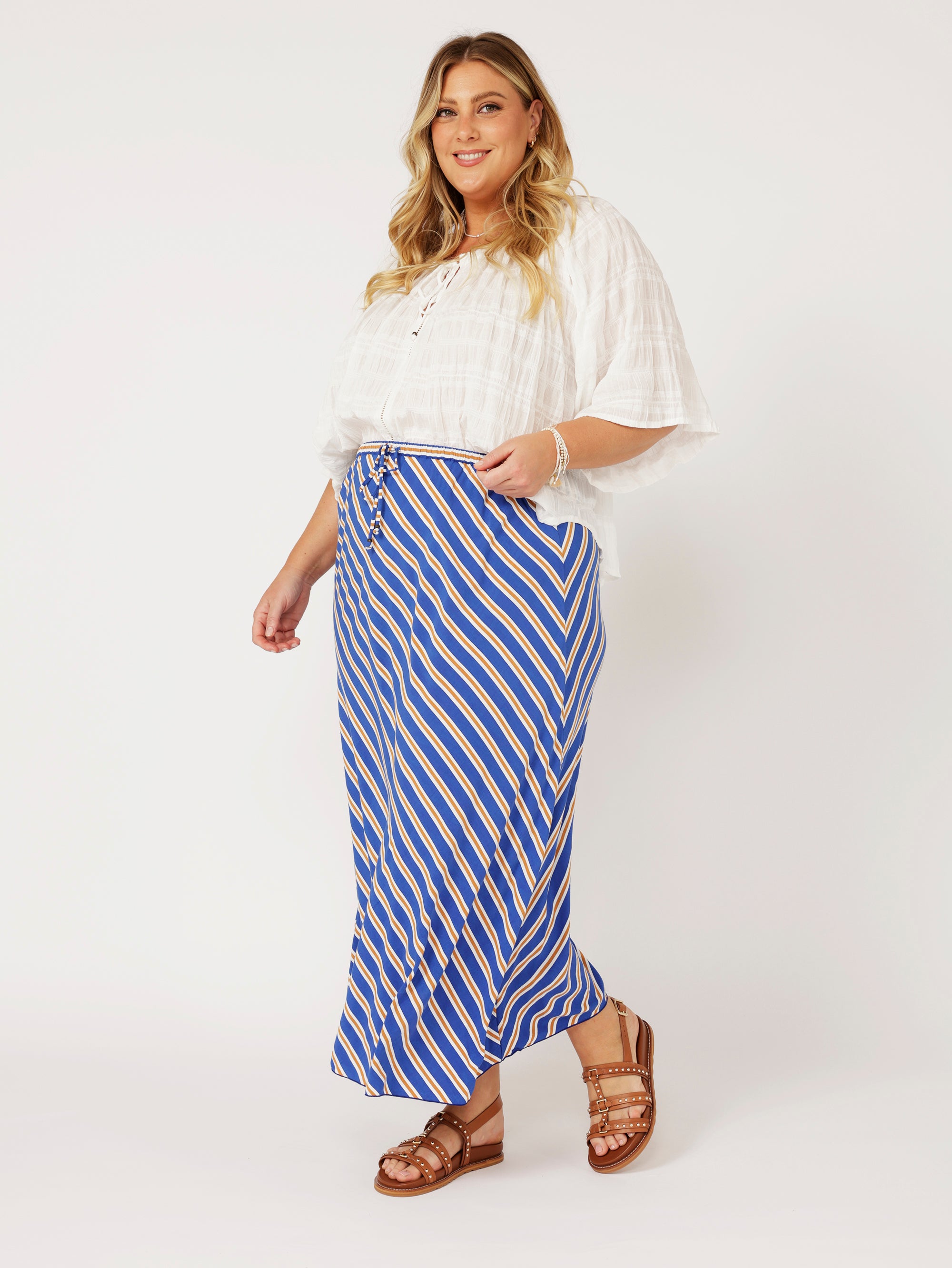 Violet Skirt | Royal Blue Stripe - Saffron Road