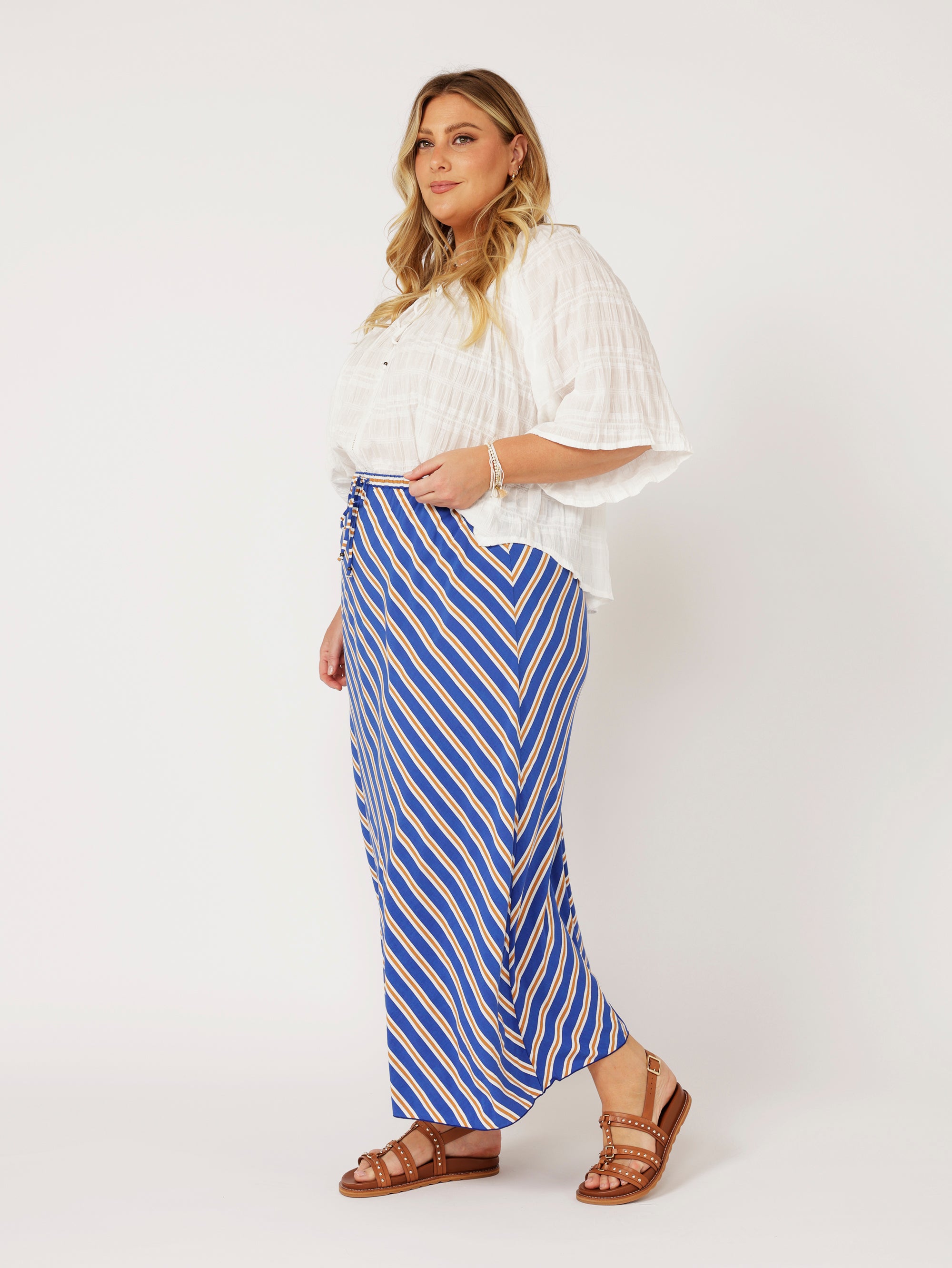 Violet Skirt | Royal Blue Stripe - Saffron Road