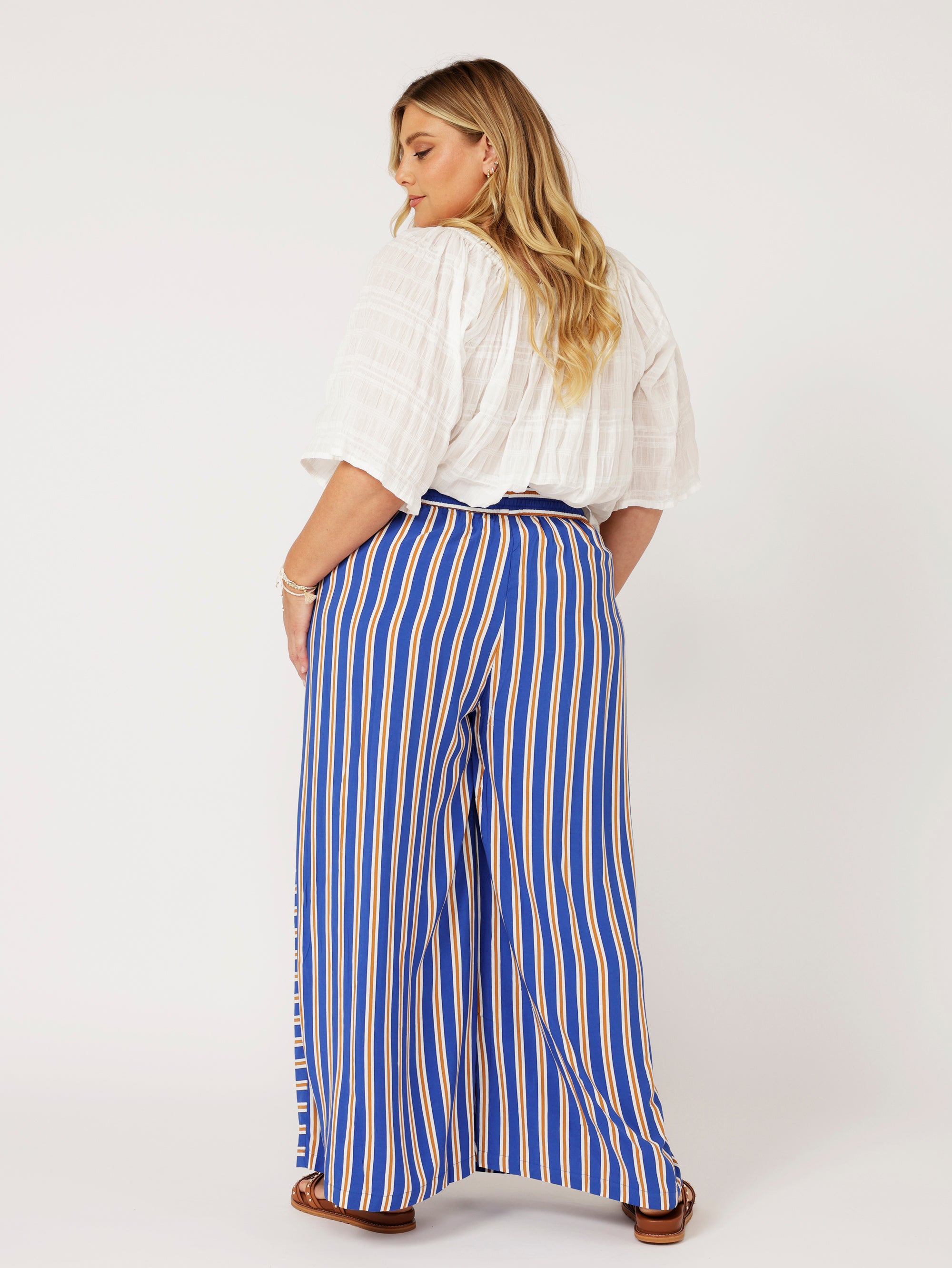 Palazzo Pant | Royal Blue Stripe - Saffron Road