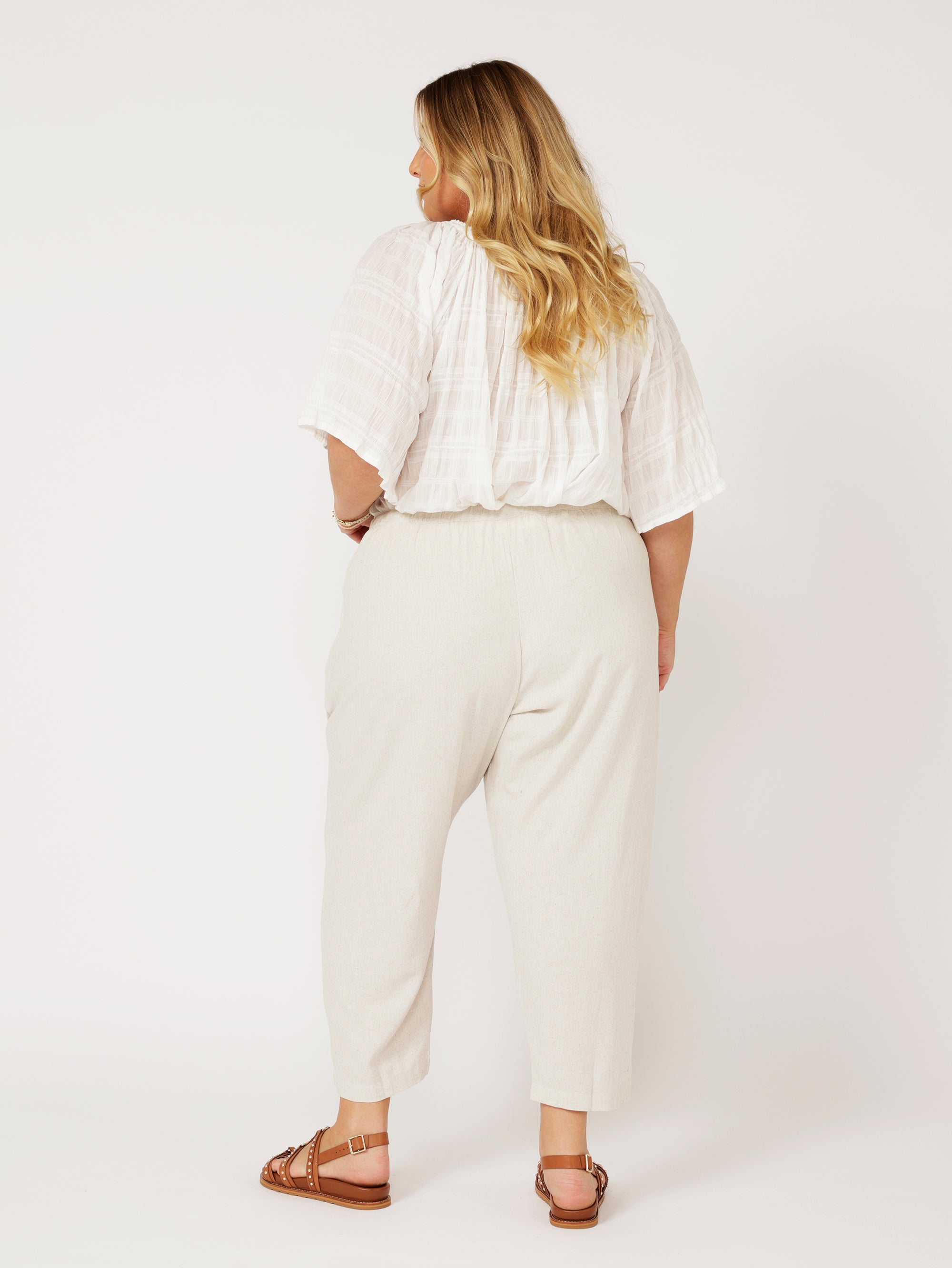 Slouch Pant | Natural | Linen Viscose - Saffron Road