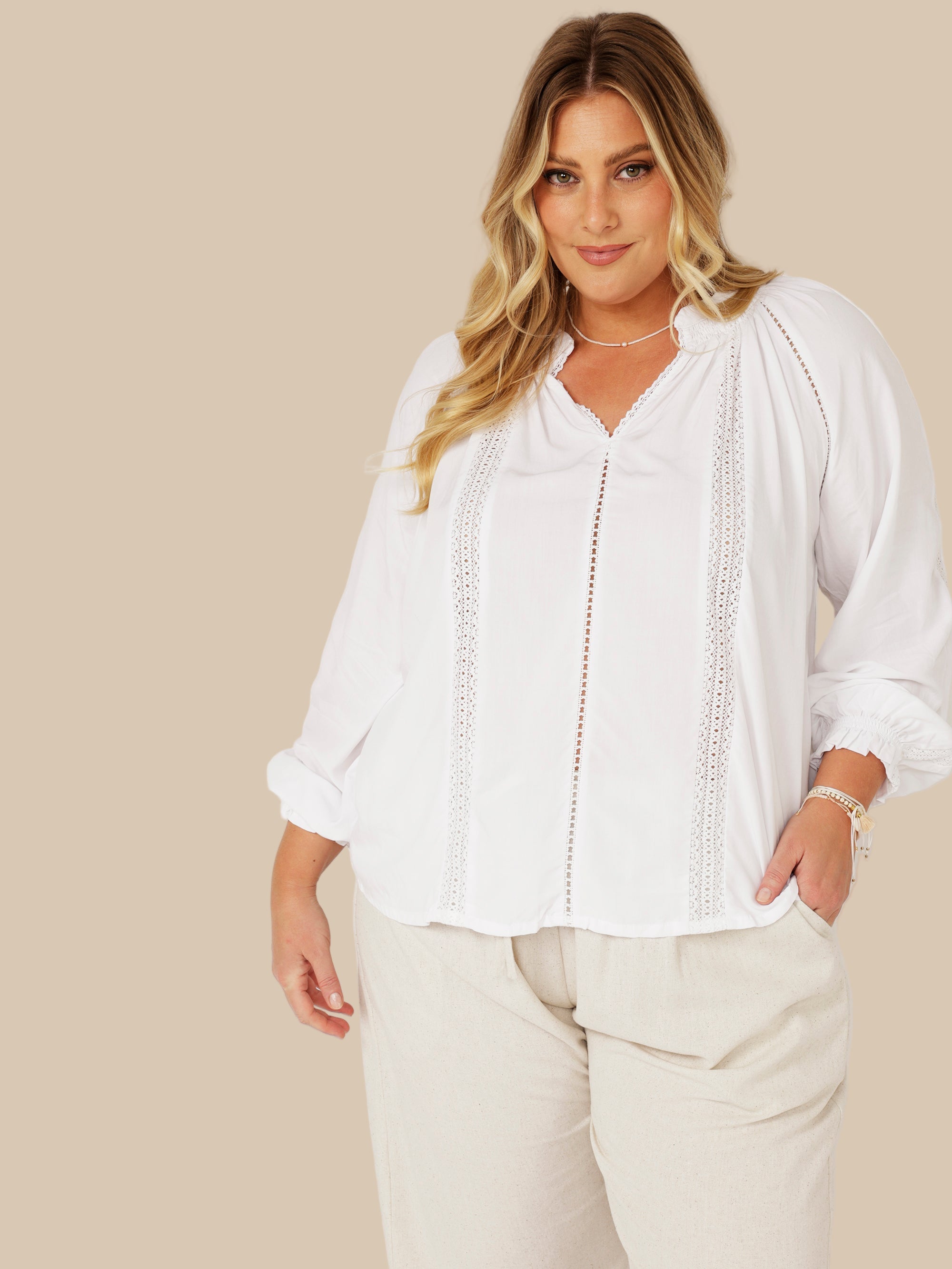 Phoebe Blouse | White - Saffron Road