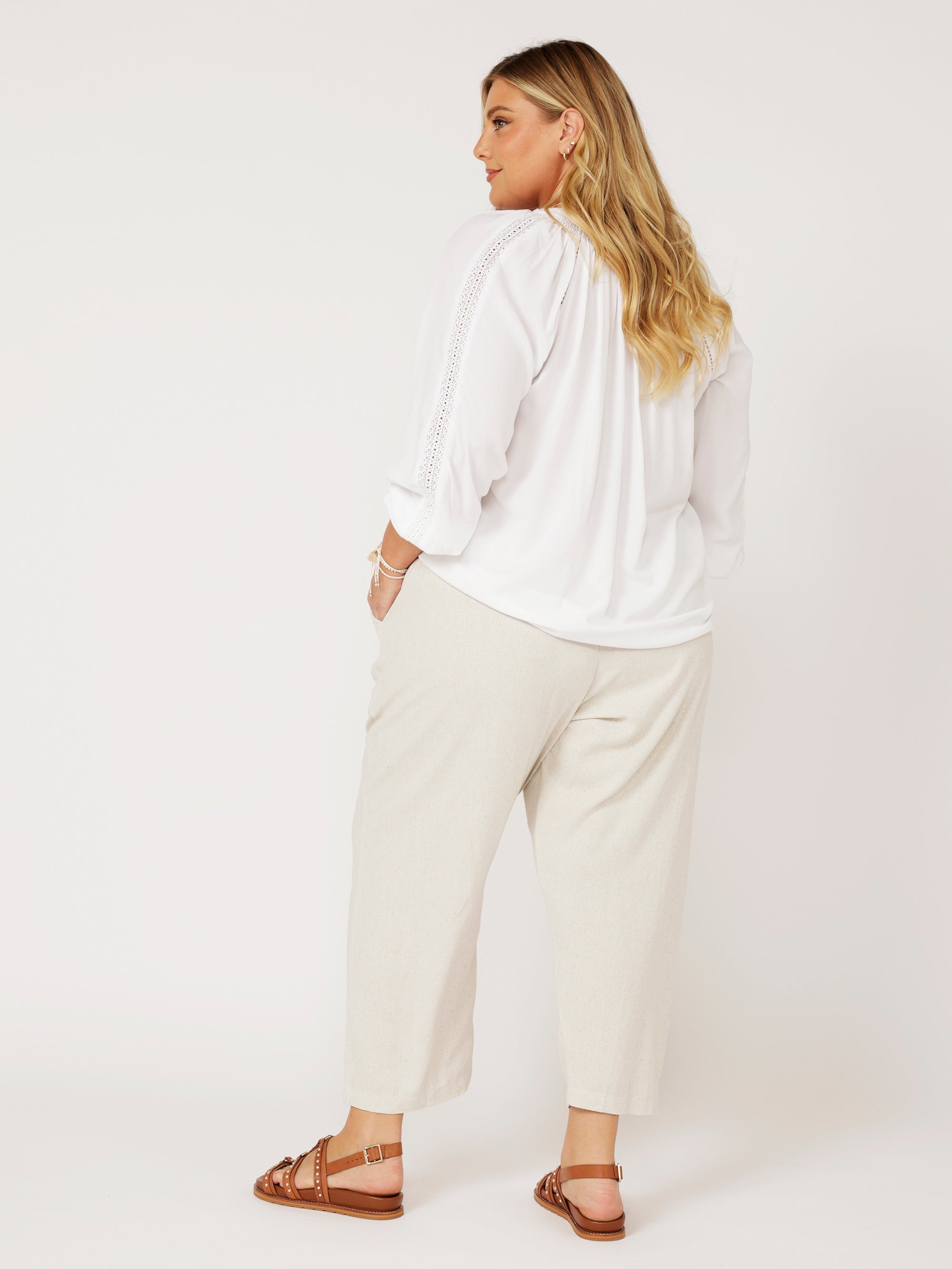 Slouch Pant | Natural | Linen Viscose - Saffron Road