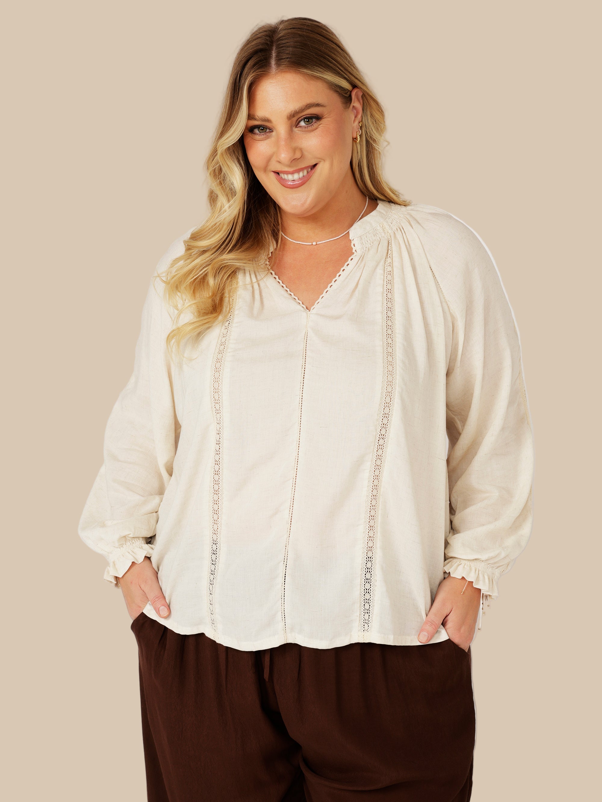 Phoebe Blouse | Natural - Saffron Road