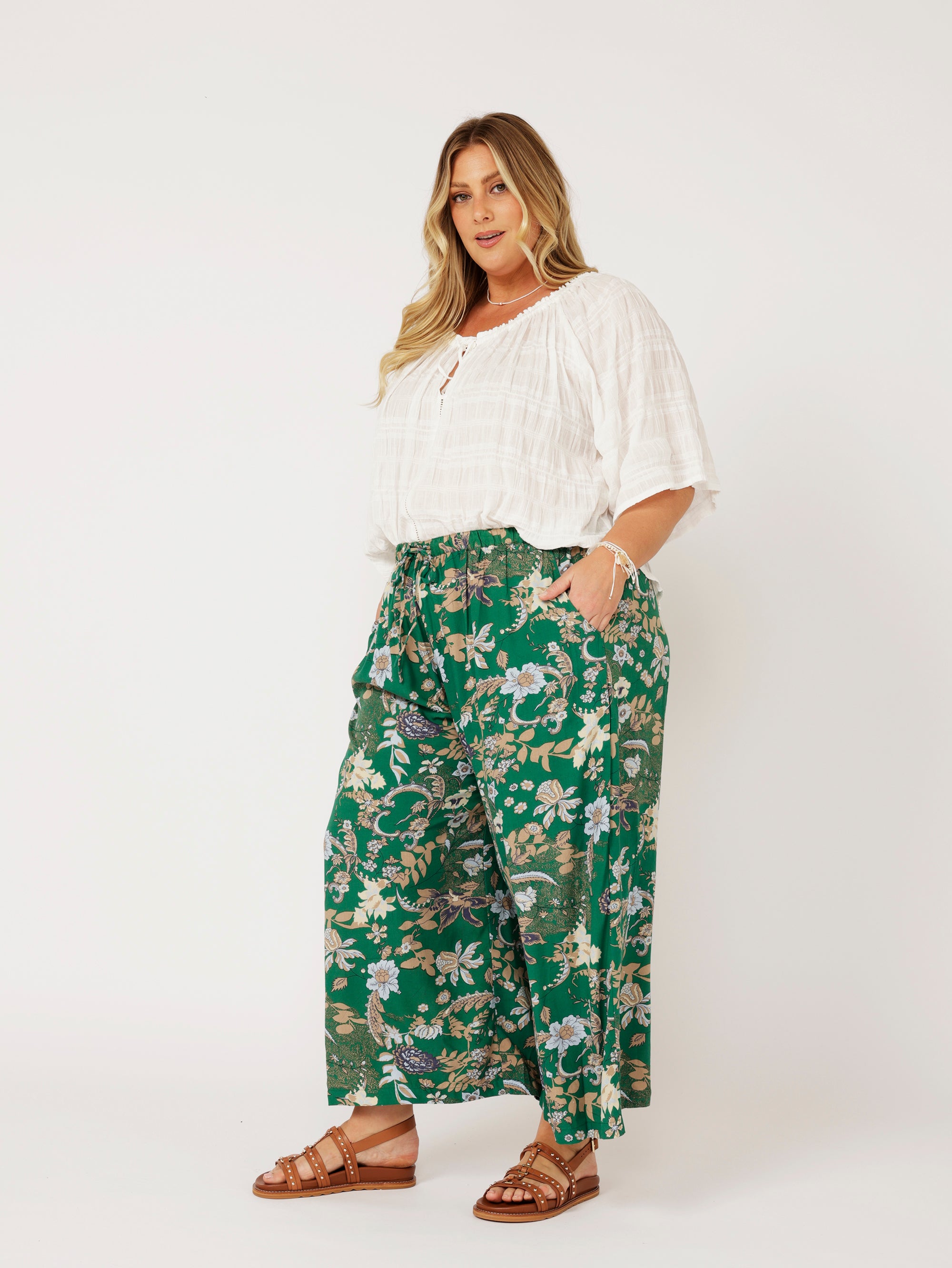 Island Pant | Midnight Garden Green - Saffron Road