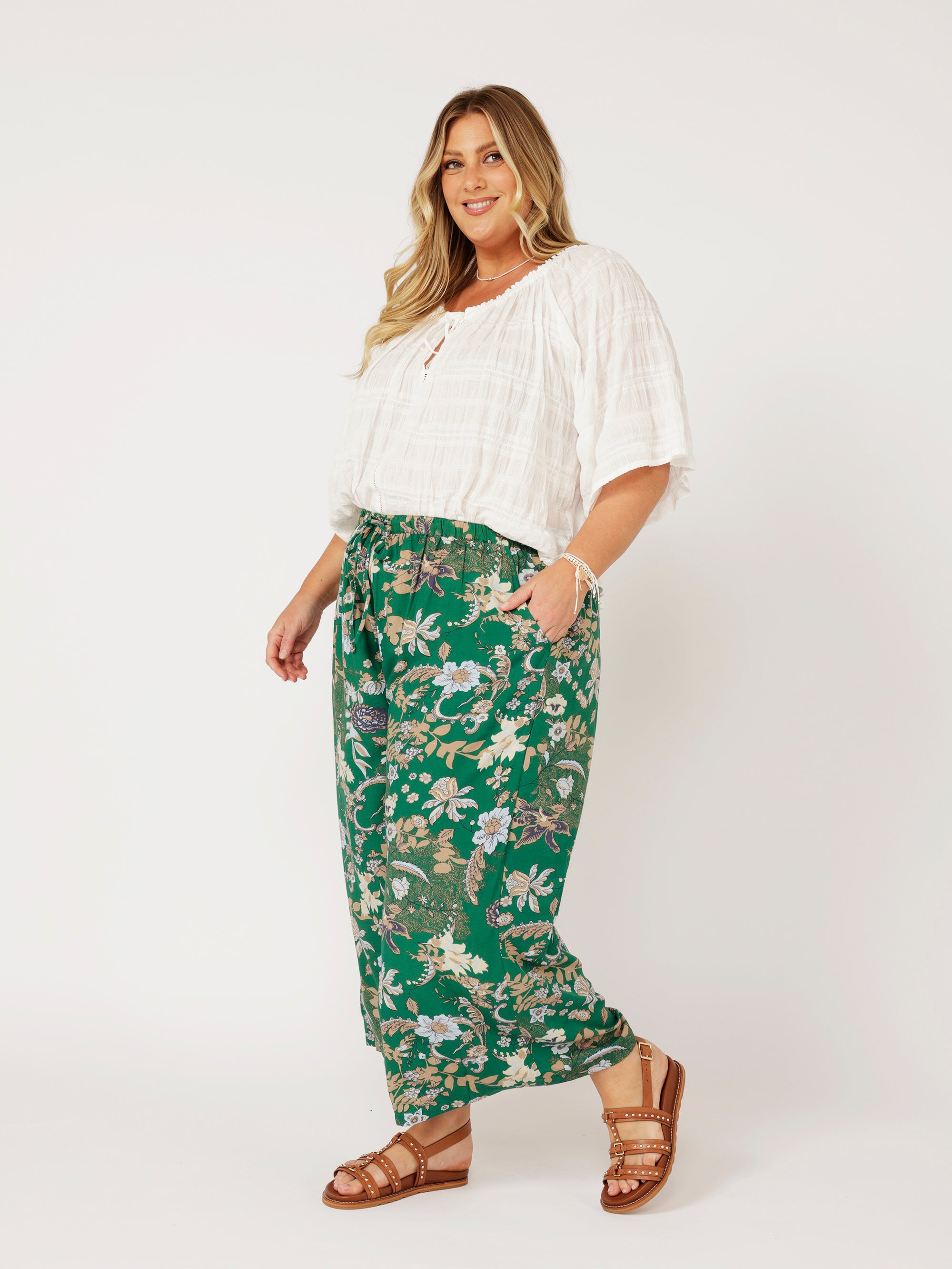 Island Pant | Midnight Garden Green - Saffron Road