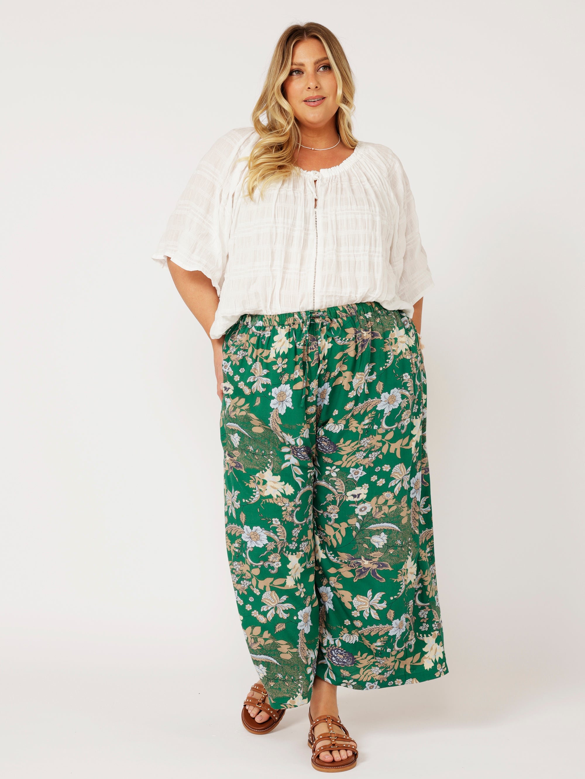 Island Pant | Midnight Garden Green - Saffron Road