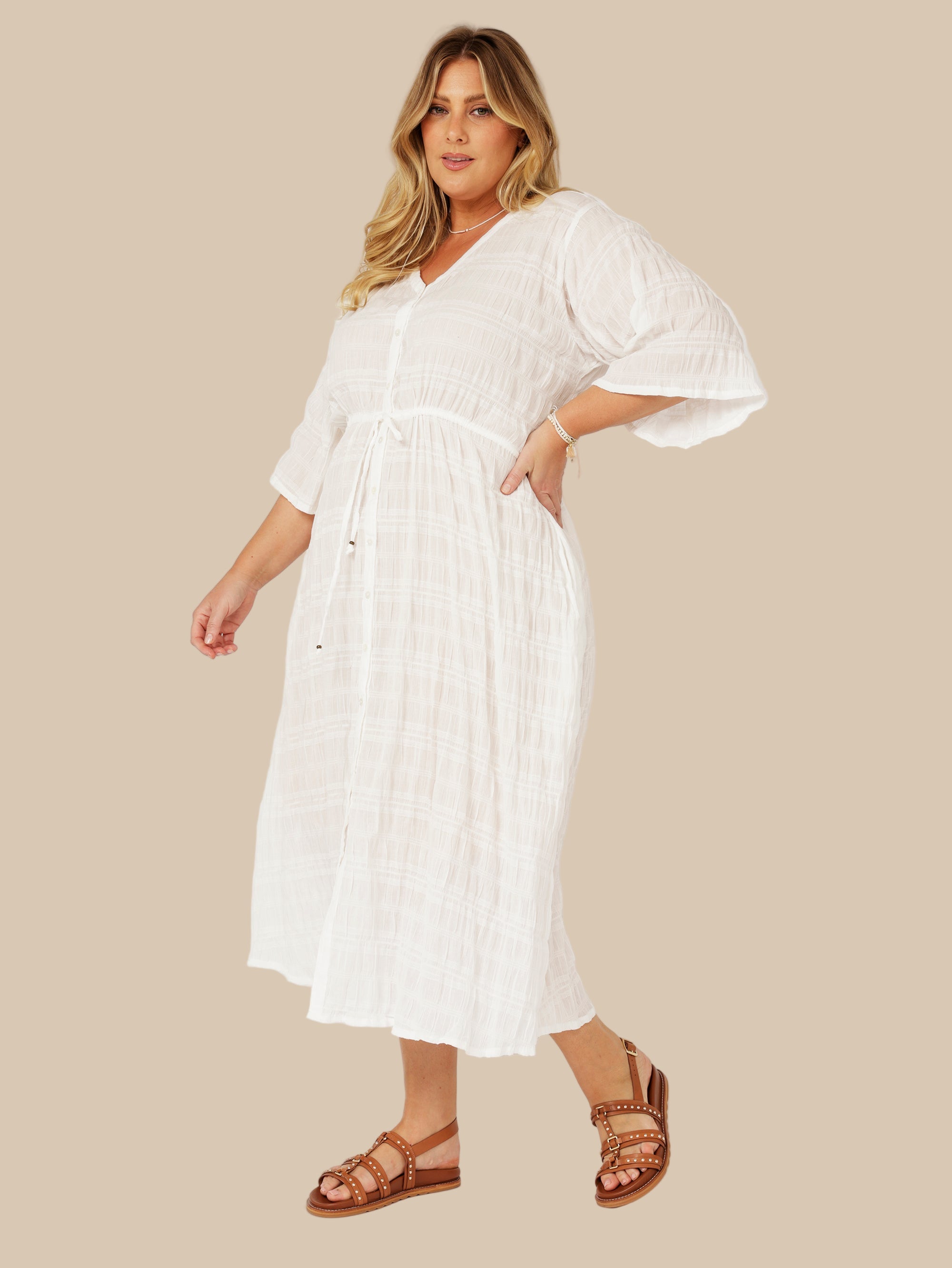 Morocco Dress | Waffle Ecru