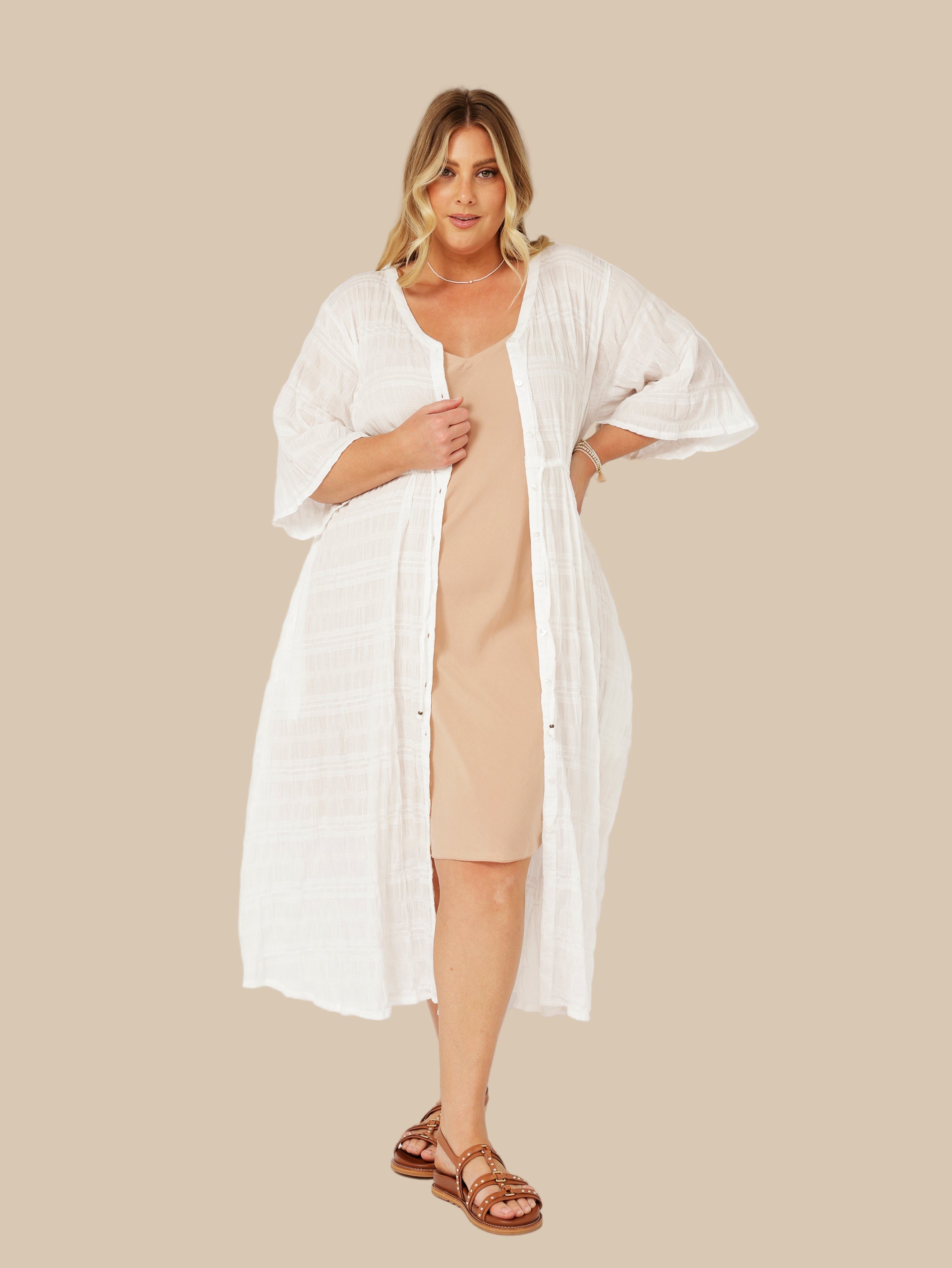 Morocco Dress | Waffle Ecru