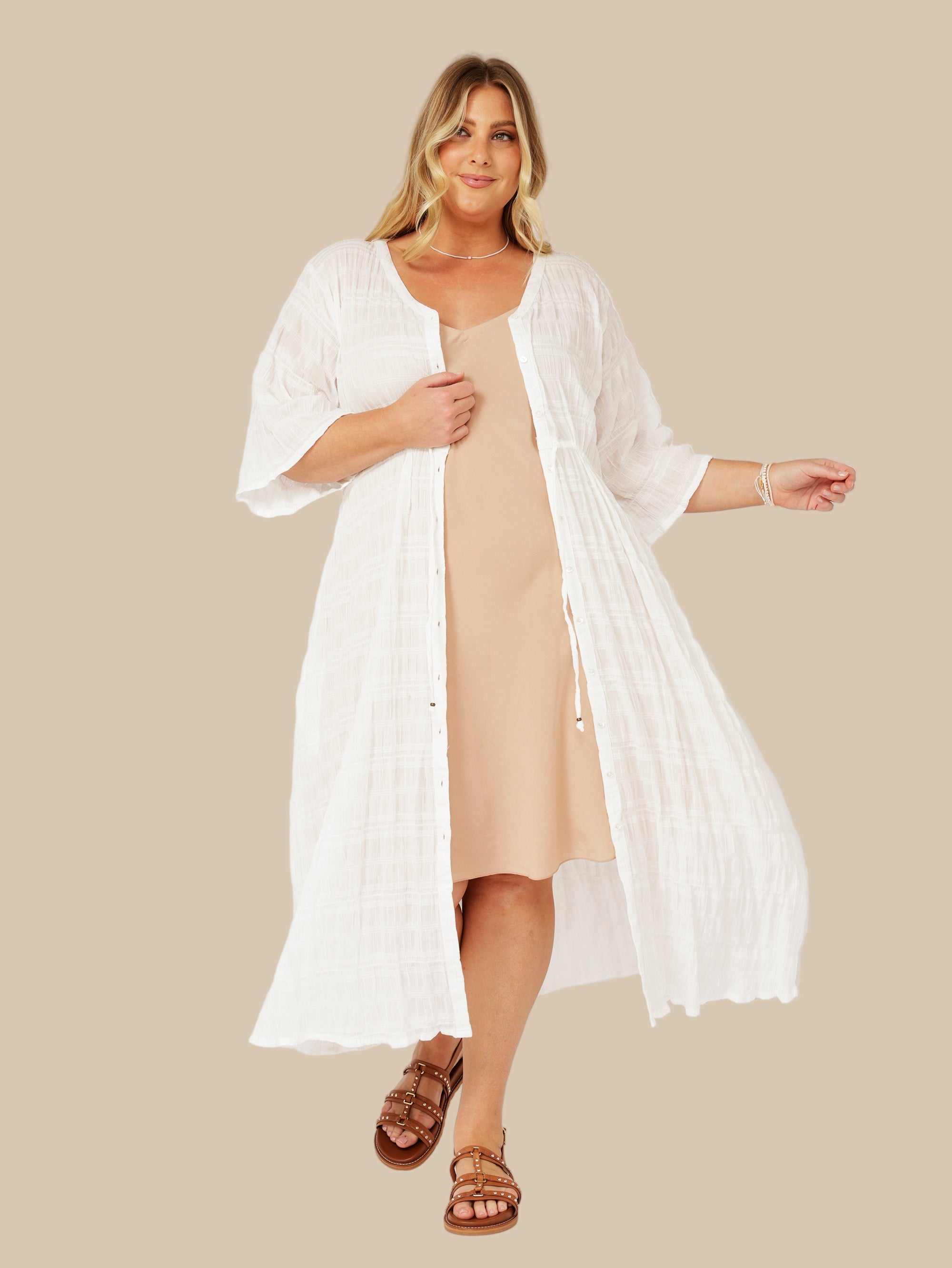 Morocco Dress | Waffle Ecru