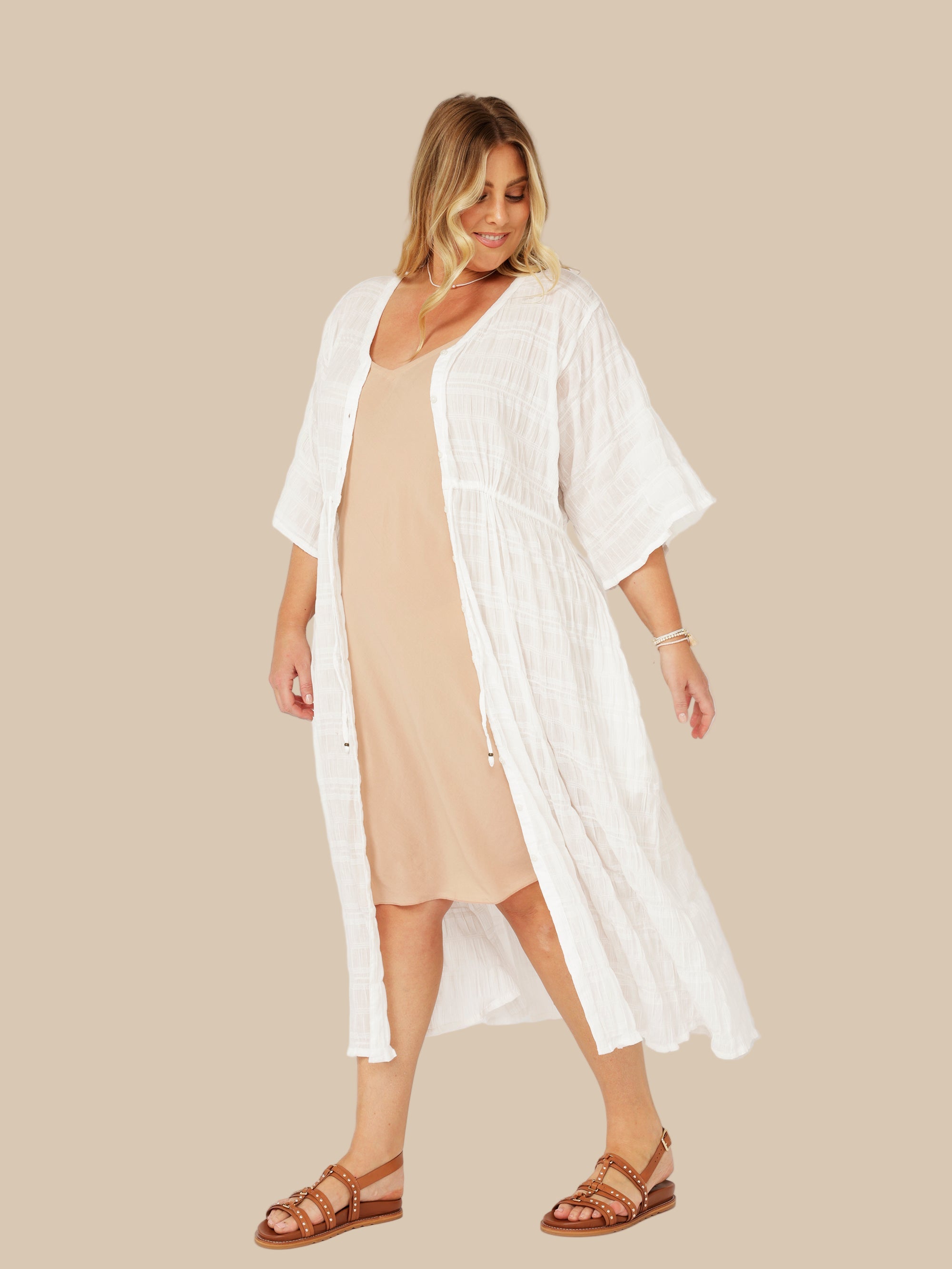 Morocco Dress | Waffle Ecru