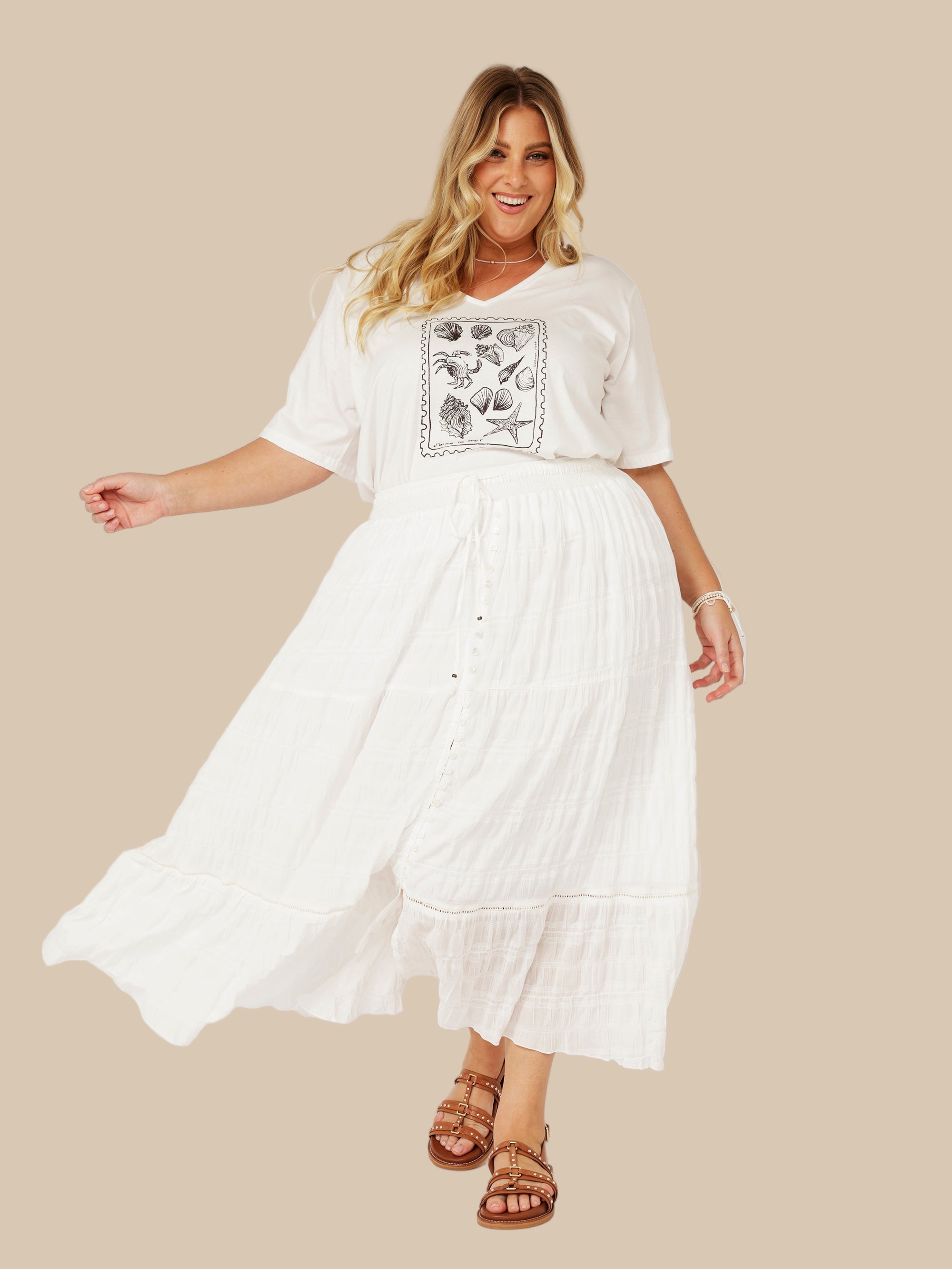 Chloe Skirt  | Waffle Ecru