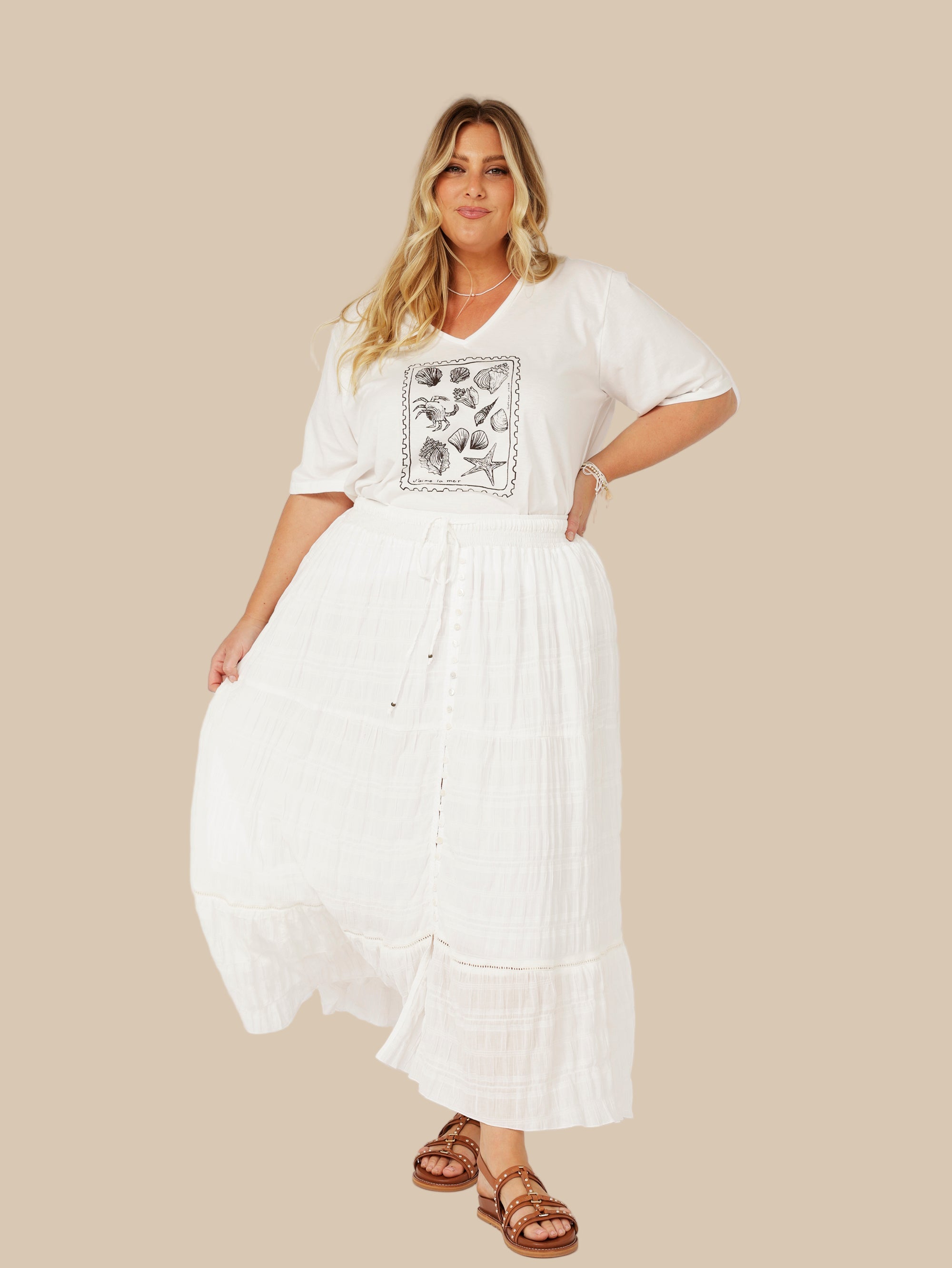 Chloe Skirt  | Waffle Ecru