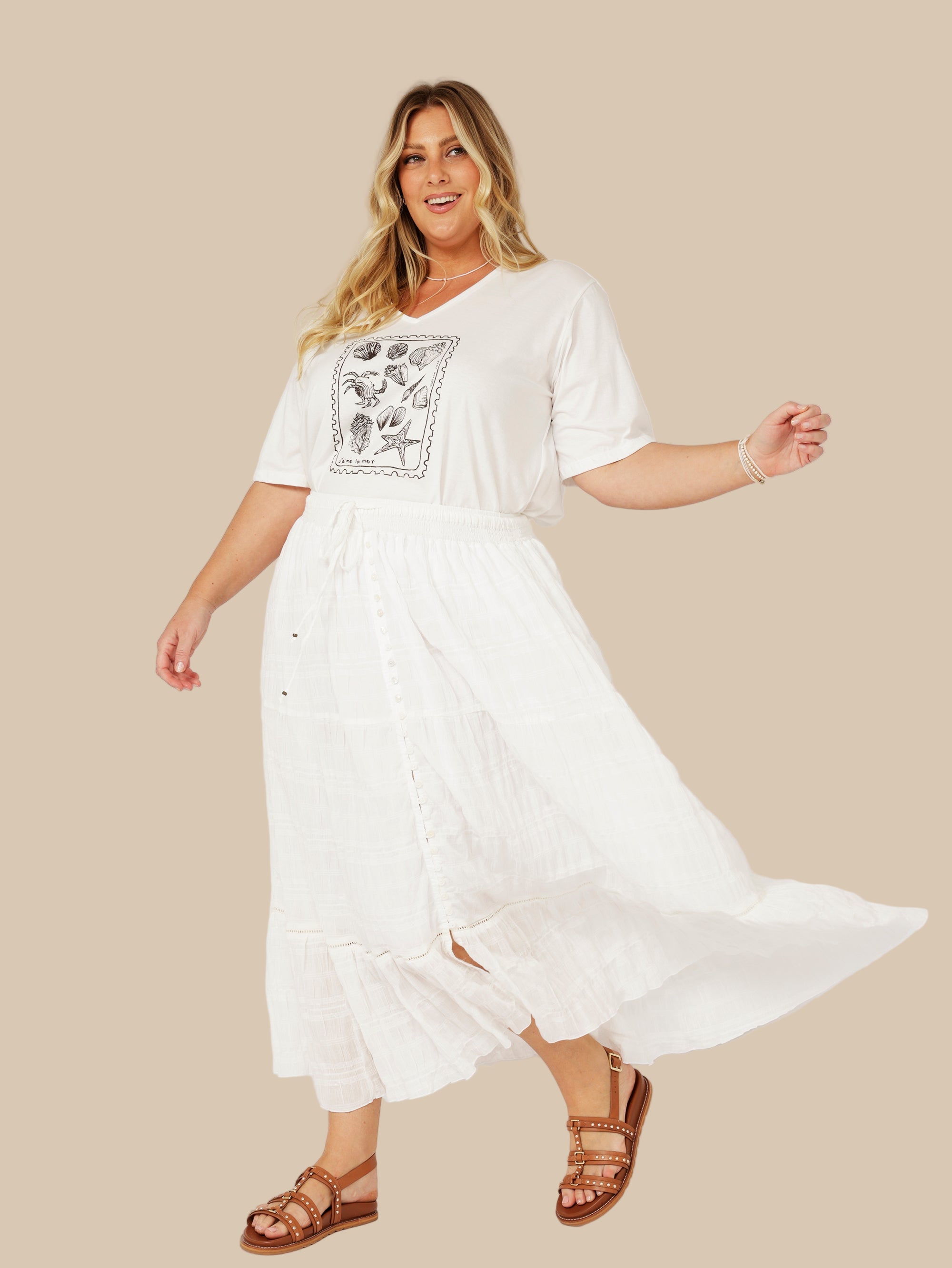 Chloe Skirt  | Waffle Ecru