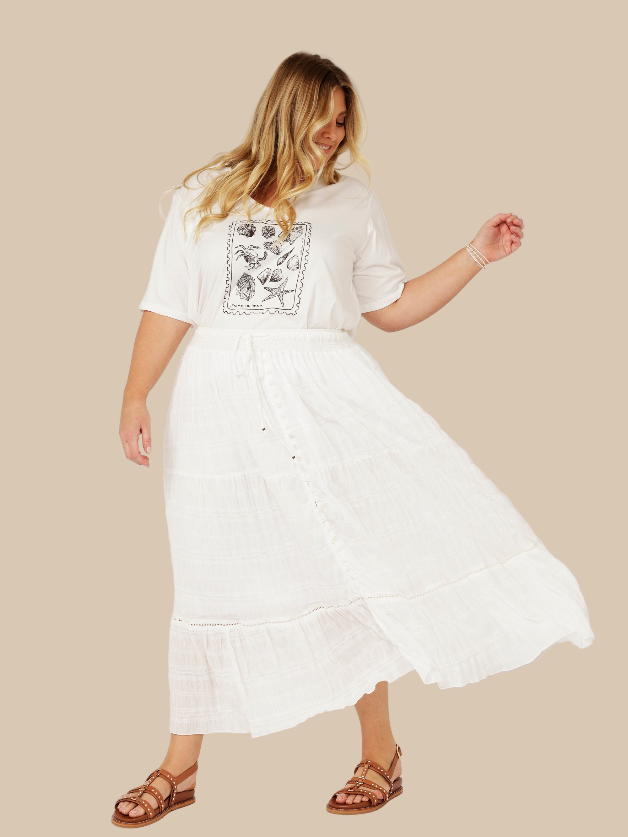 Chloe Skirt  | Waffle Ecru