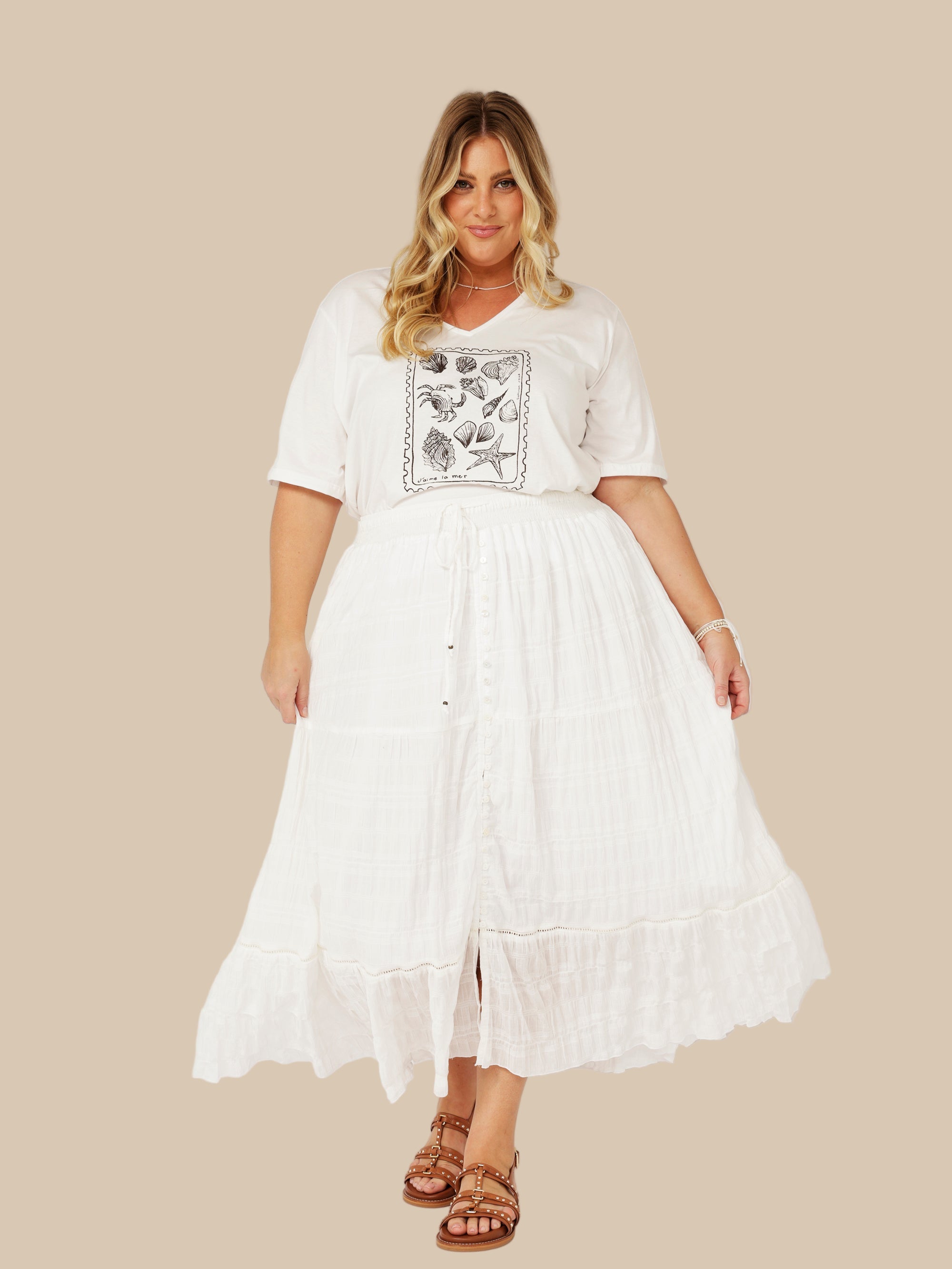 Chloe Skirt  | Waffle Ecru