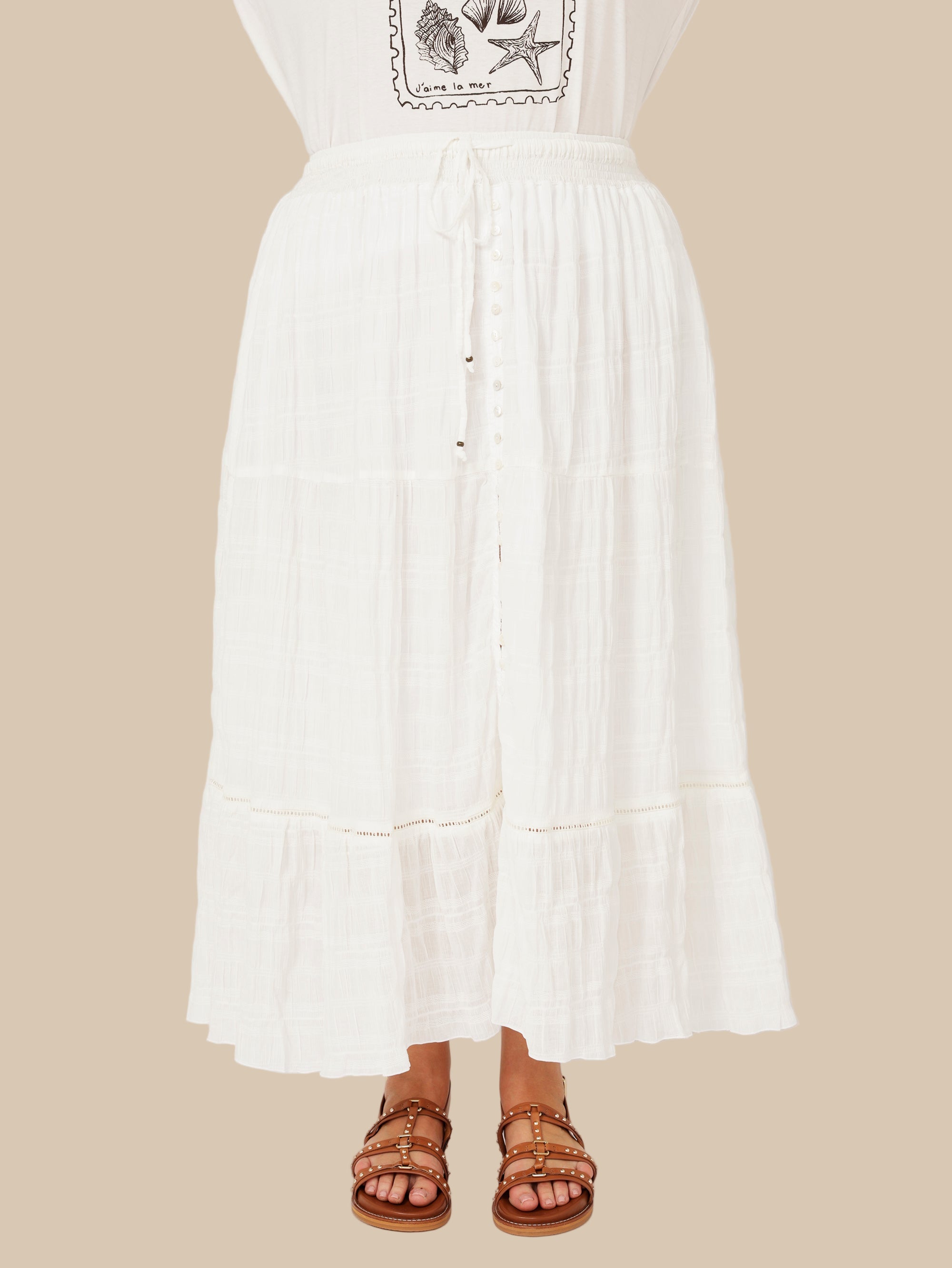 Chloe Skirt  | Waffle Ecru