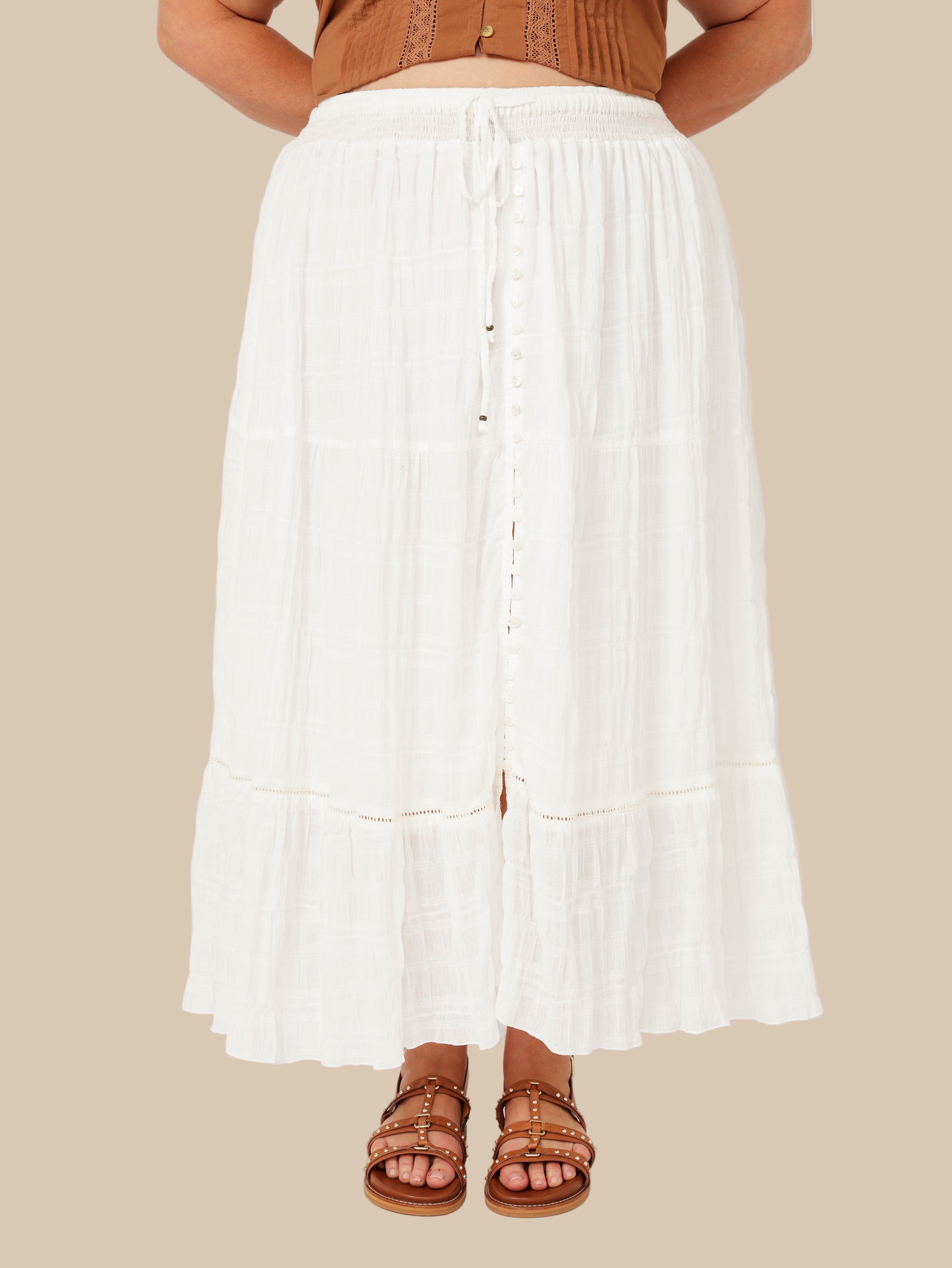 Chloe Skirt  | Waffle Ecru