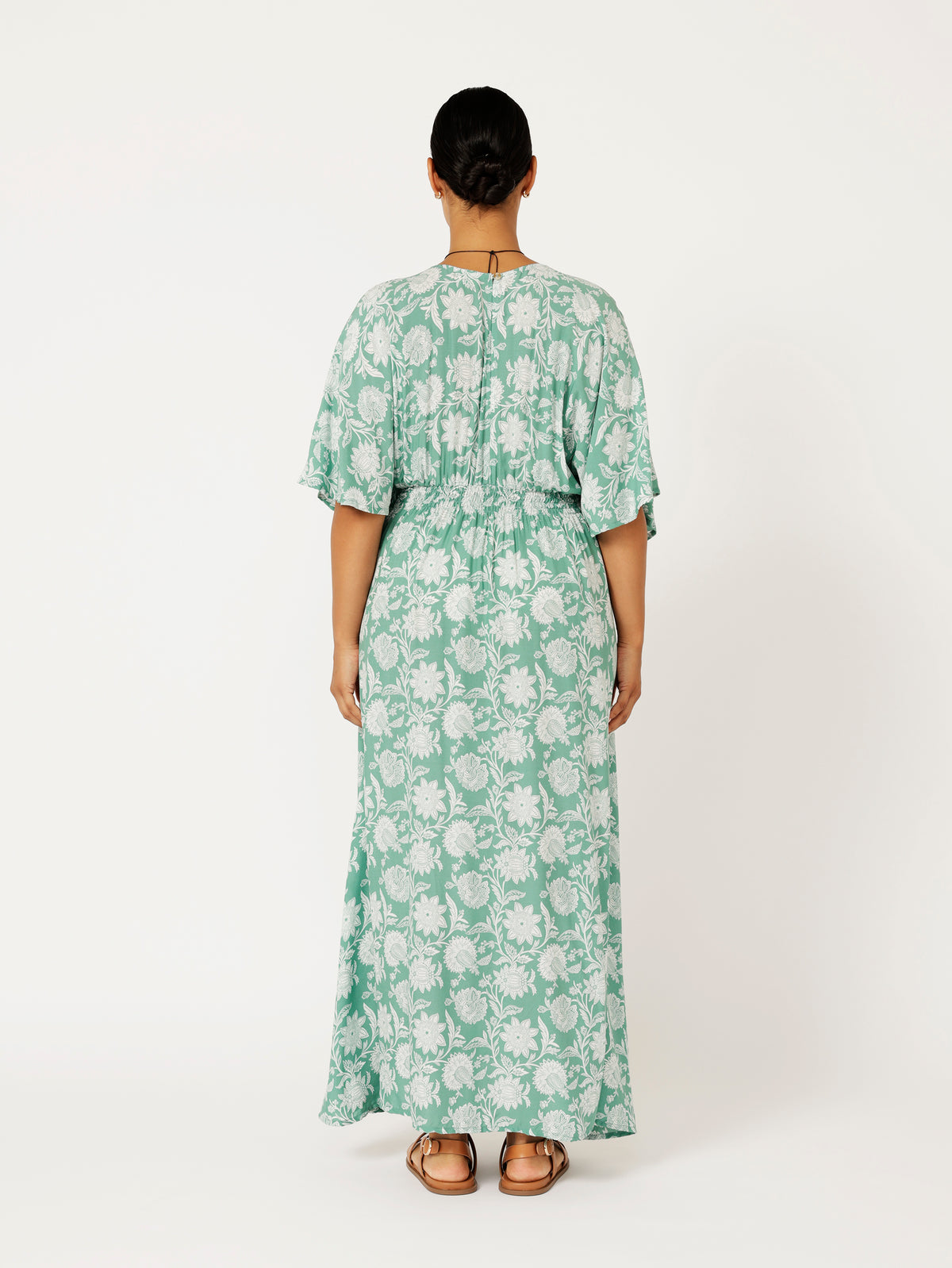 Meredith Dress | Sage Indian Flower - Saffron Road