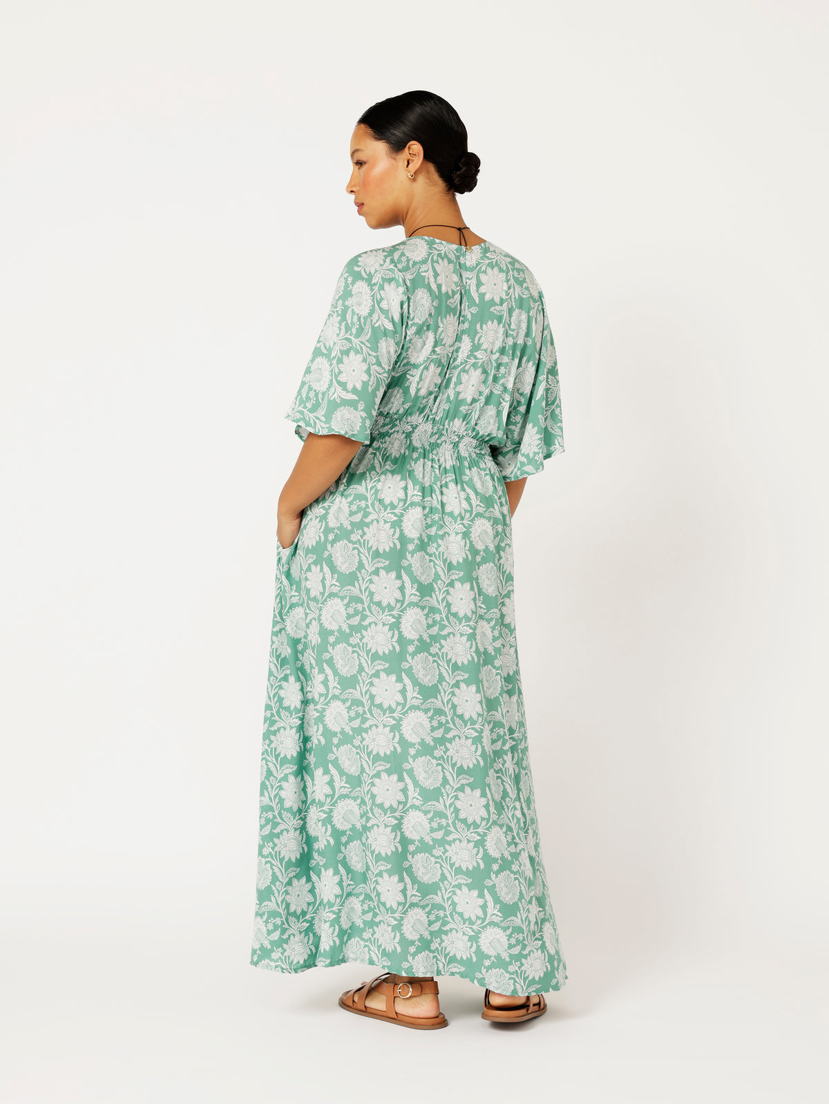 Meredith Dress | Sage Indian Flower - Saffron Road