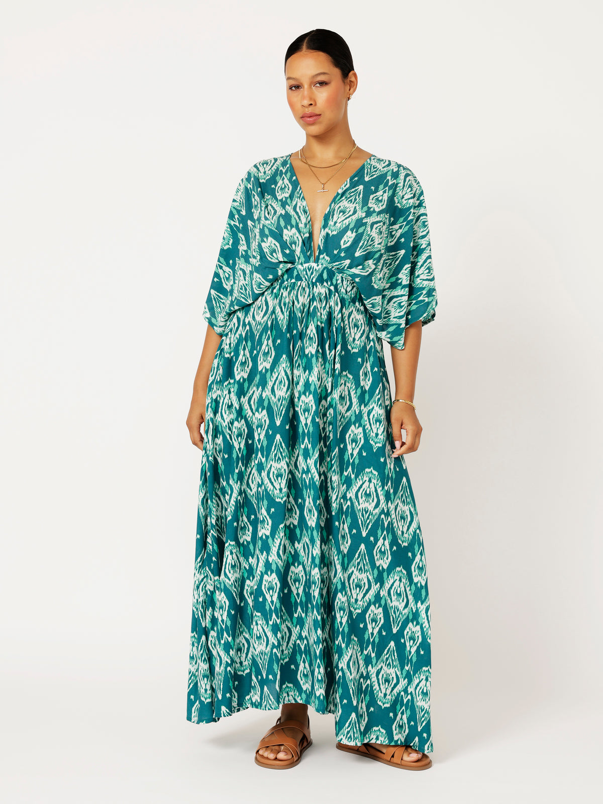 Meredith Dress | Teal Ikat - Saffron Road