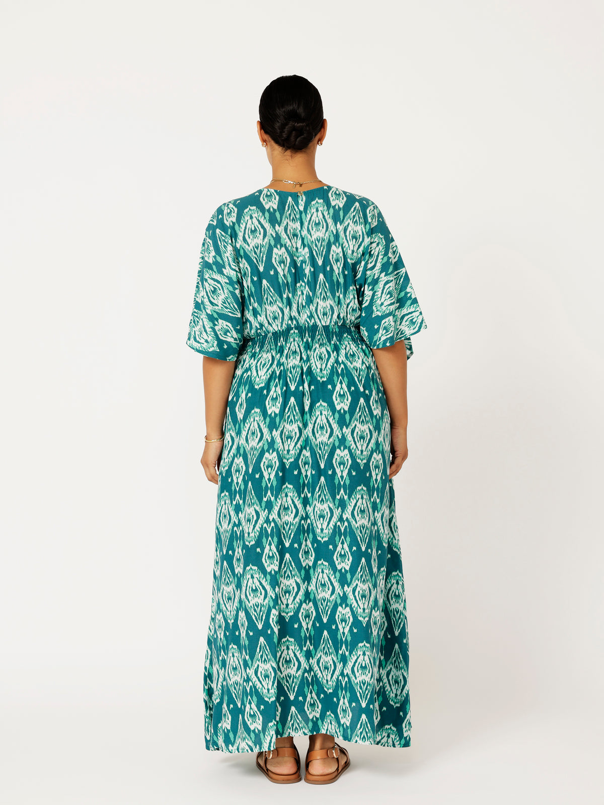 Meredith Dress | Teal Ikat - Saffron Road