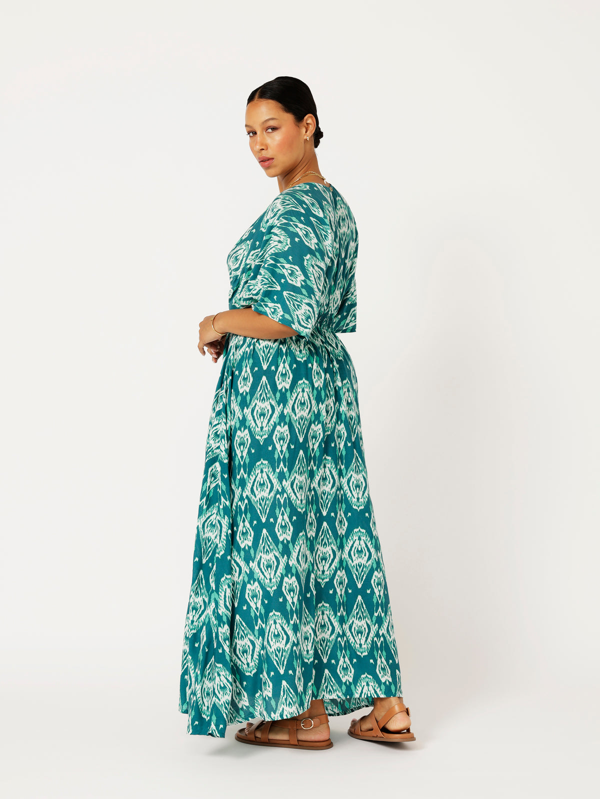 Meredith Dress | Teal Ikat - Saffron Road
