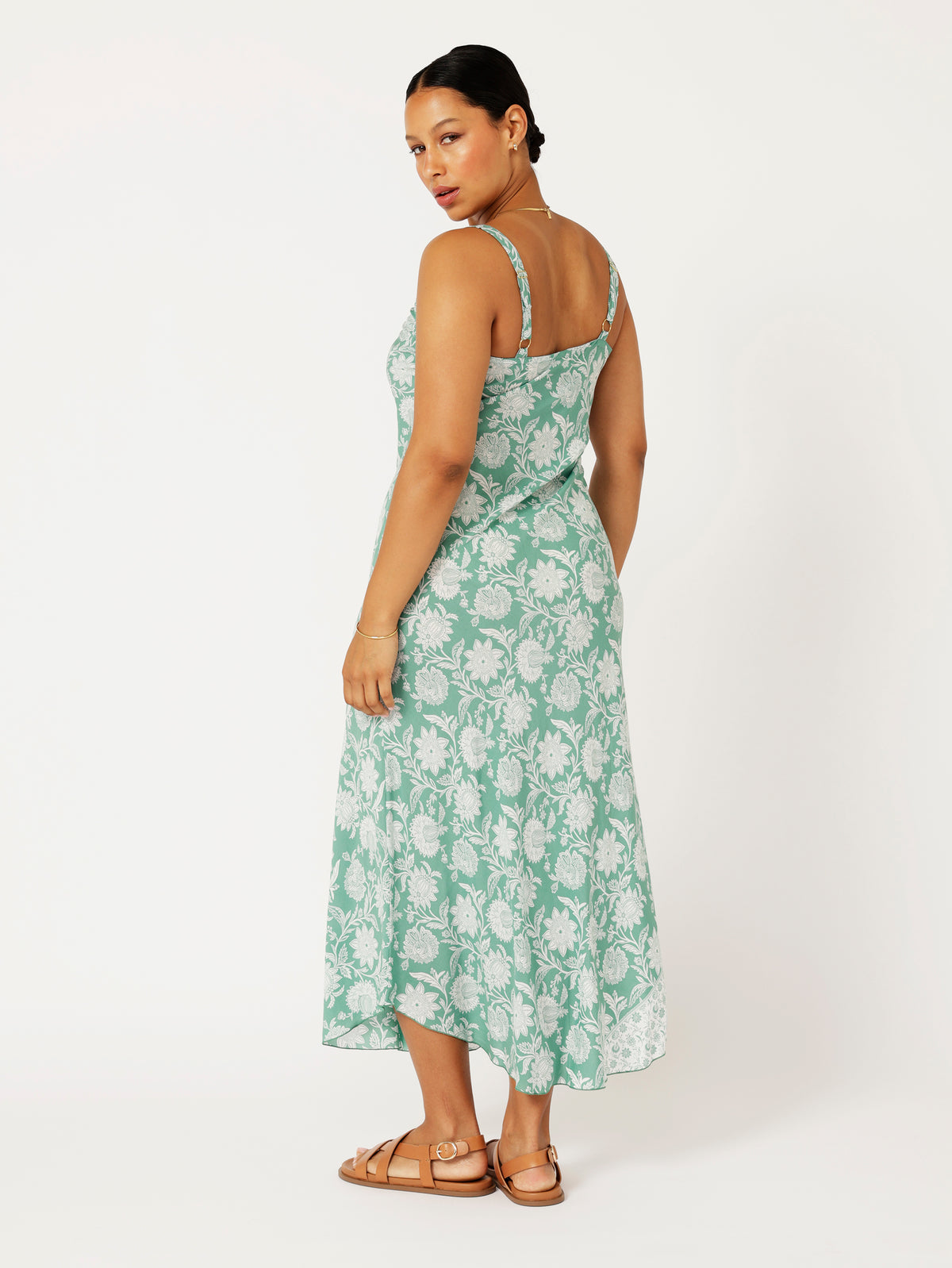 Slip Dress | Bias Cut | Sage Indian Flower - Saffron Road