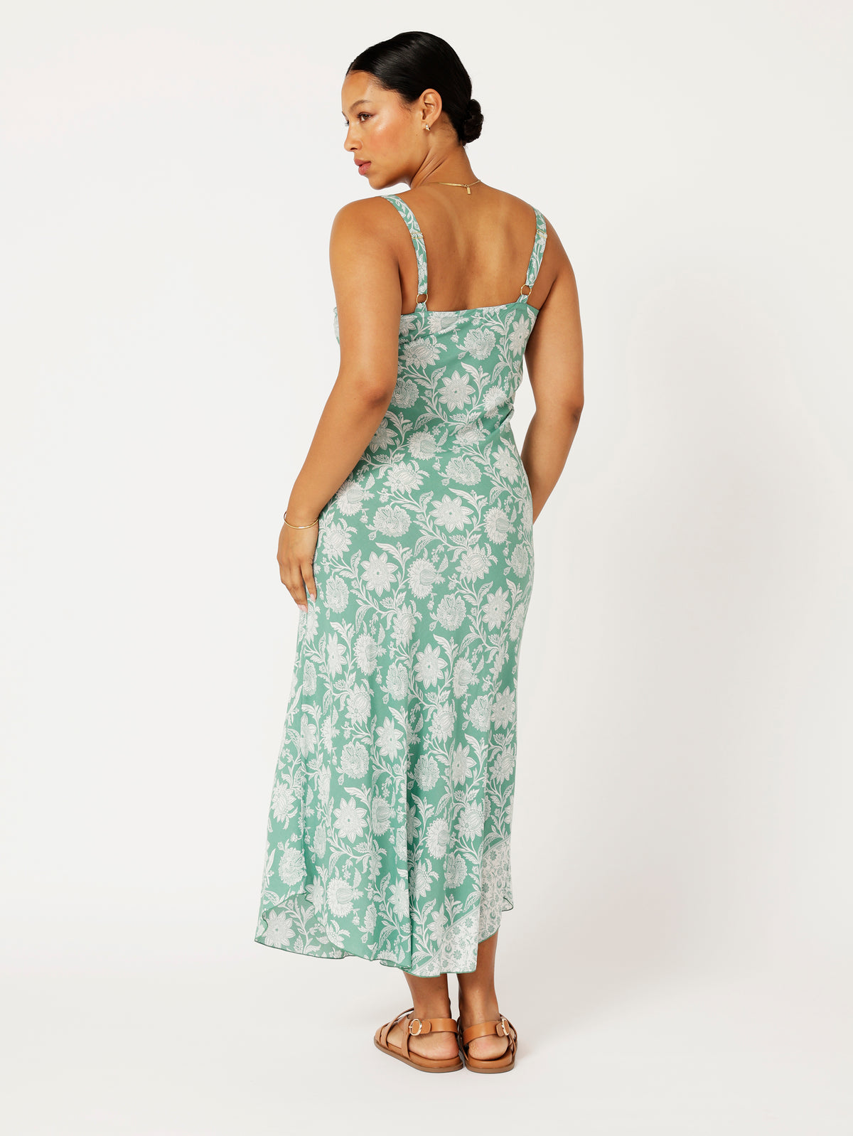 Slip Dress | Bias Cut | Sage Indian Flower - Saffron Road