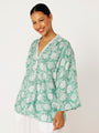 Kimono Shirt | Sage Indian Flower - Saffron Road