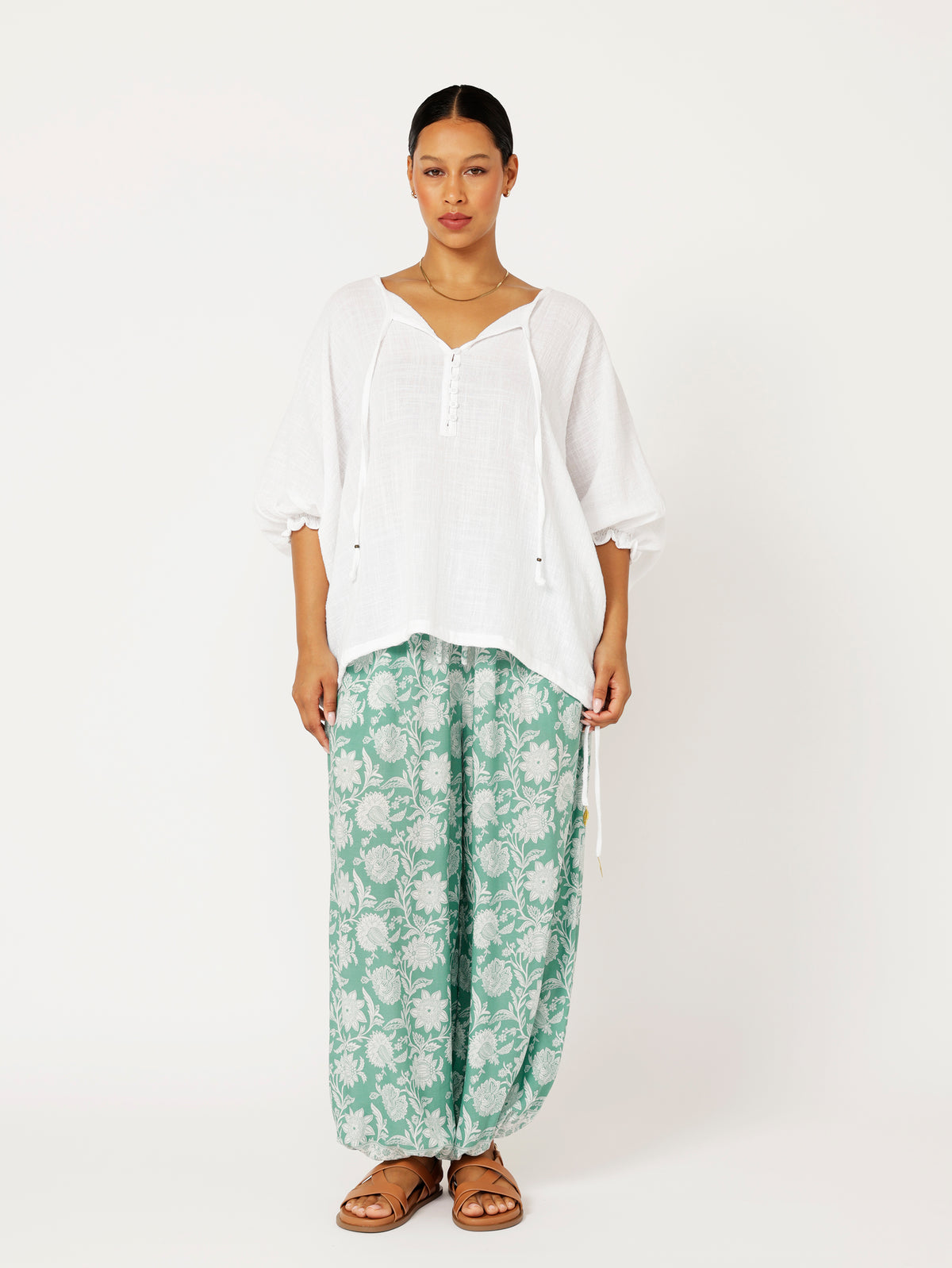 Euro Top | White Textured Cotton - Saffron Road