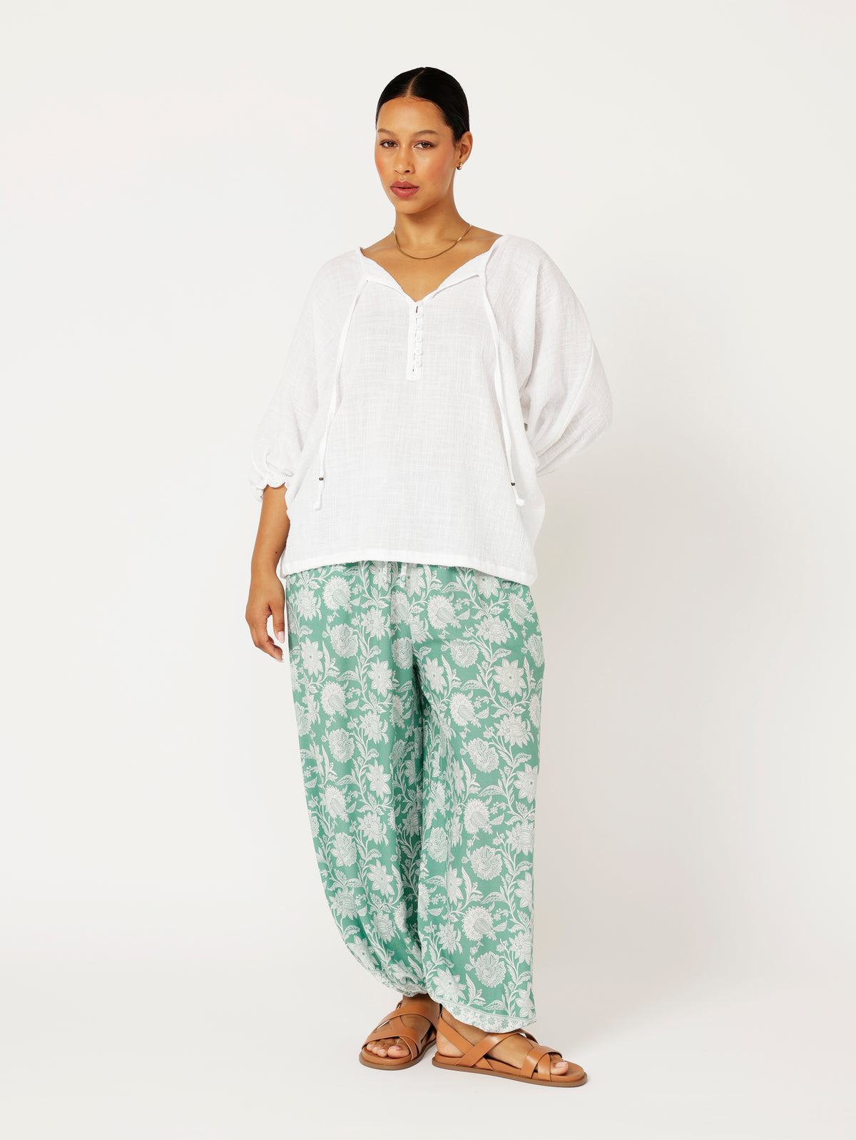 Euro Top | White Textured Cotton - Saffron Road