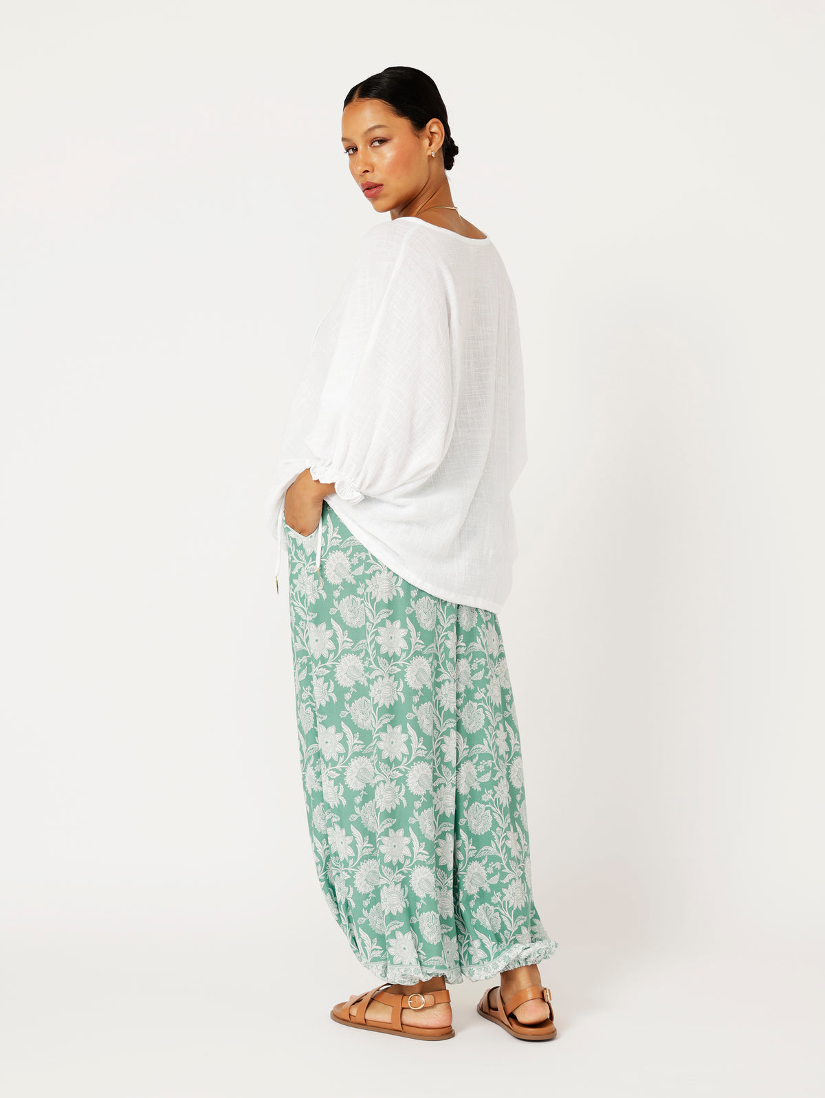Euro Top | White Textured Cotton - Saffron Road