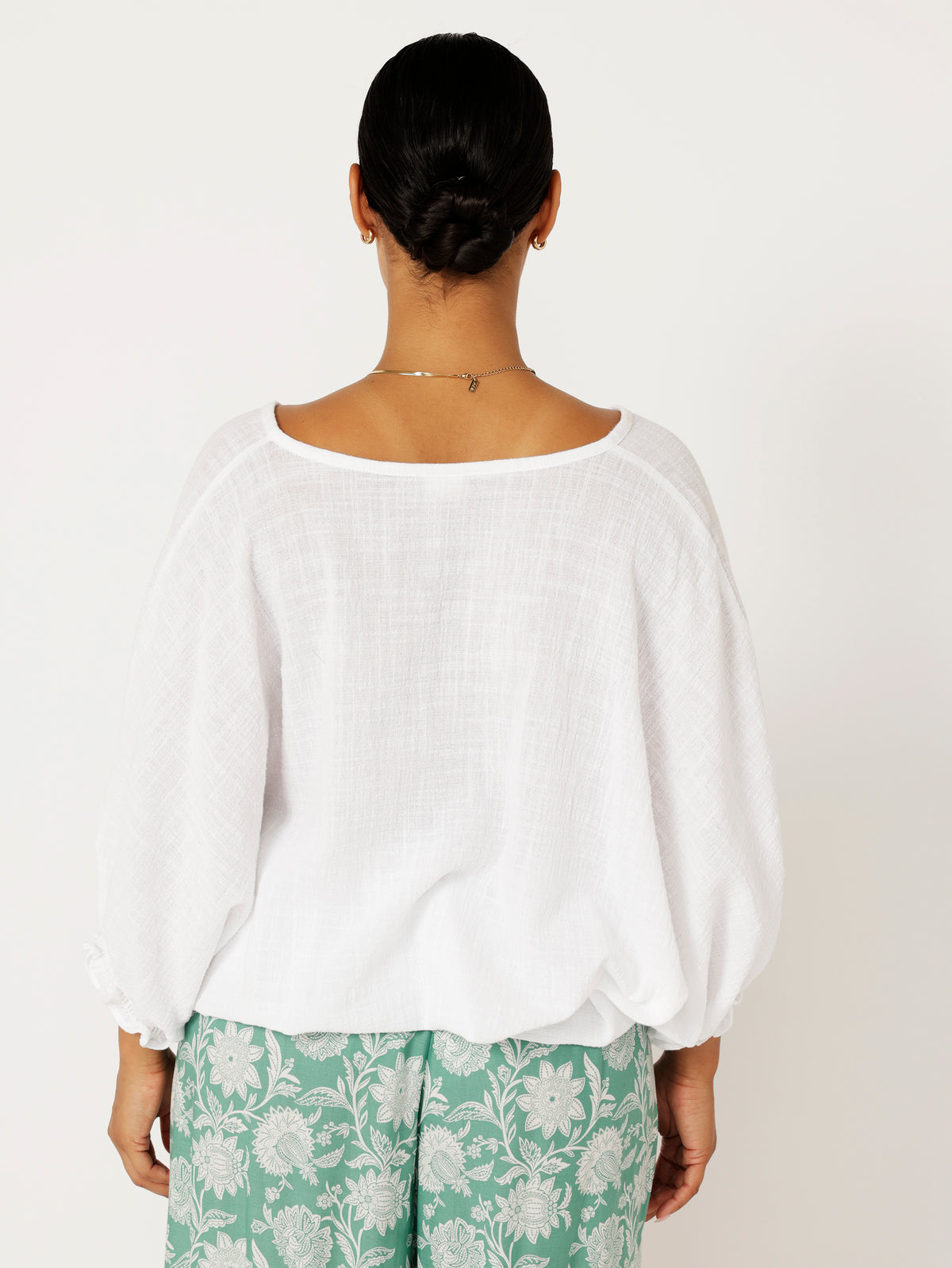 Euro Top | White Textured Cotton - Saffron Road